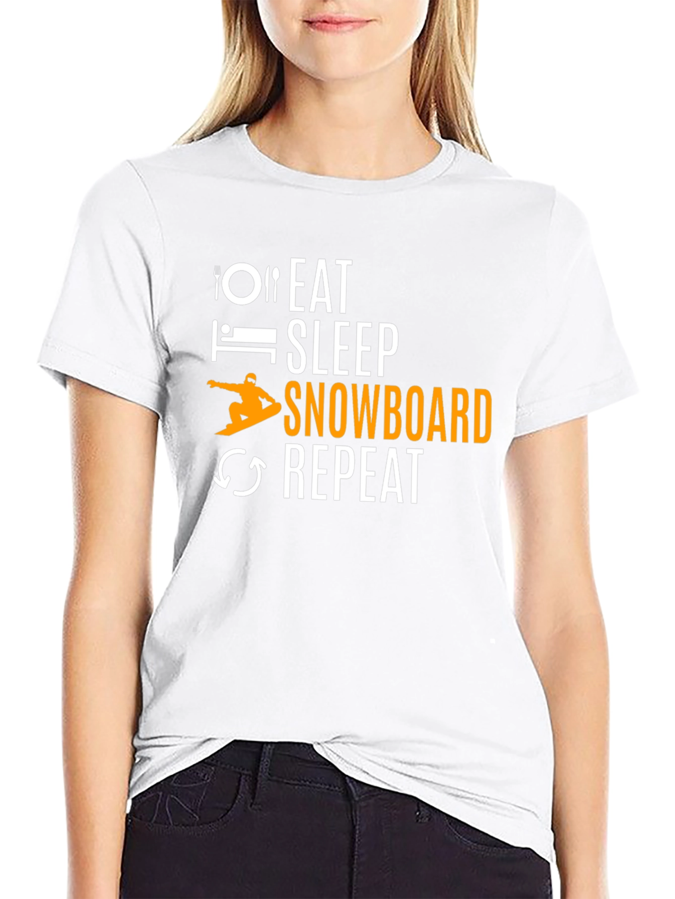 Eat Sleep Snowboard Repeat Graphic Tee - Black