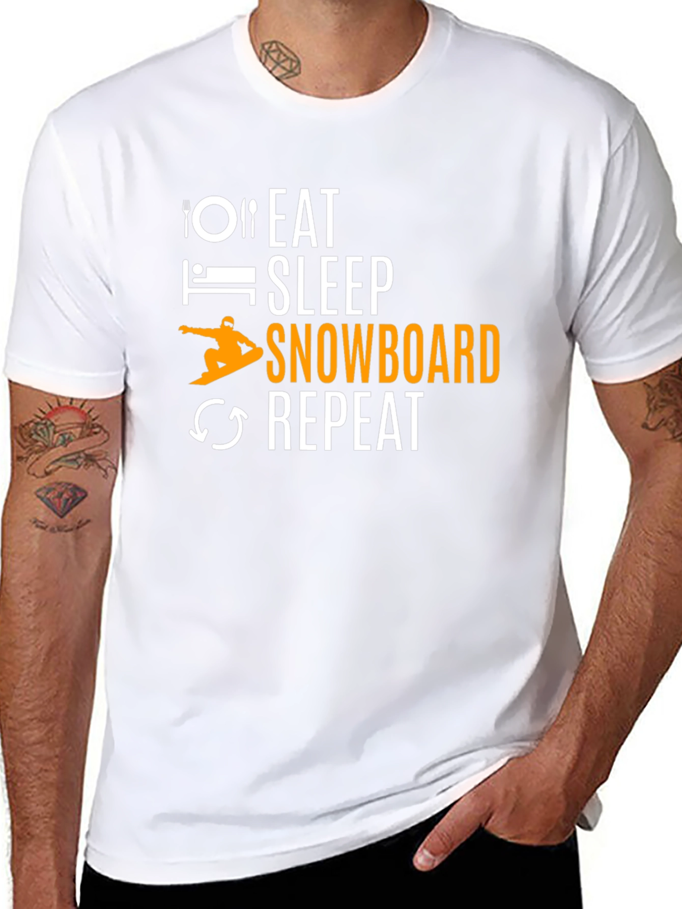 Eat Sleep Snowboard Repeat Graphic Tee - Black