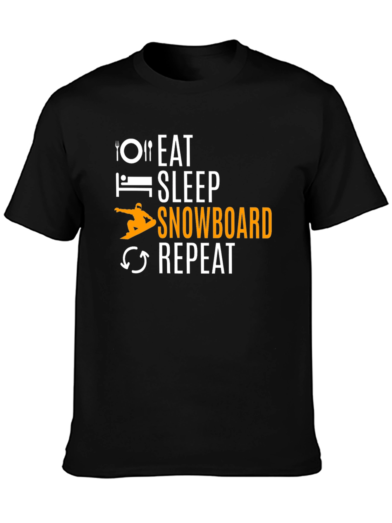 Eat Sleep Snowboard Repeat Graphic Tee - Black