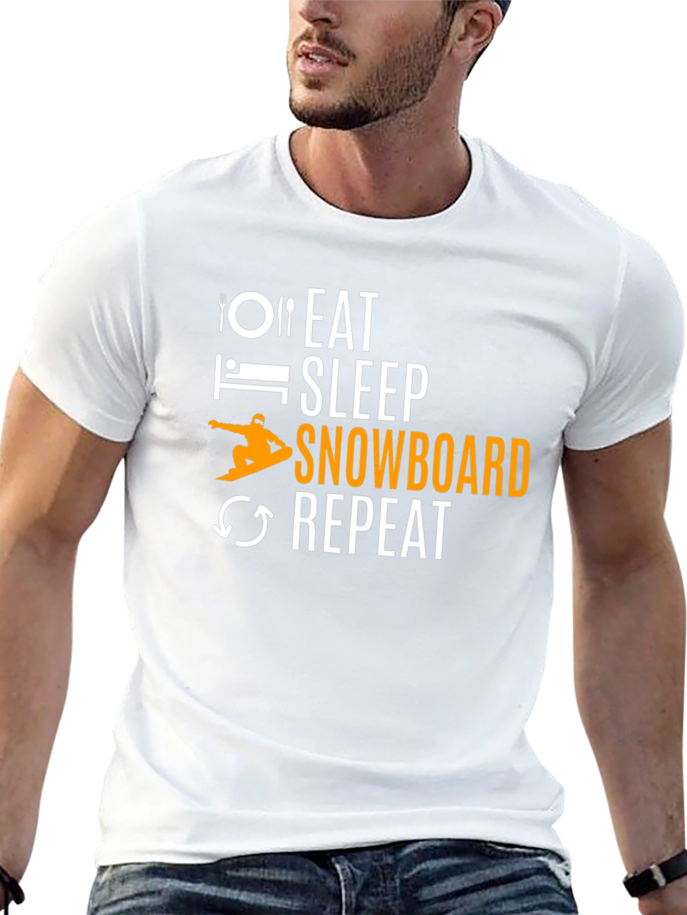 Eat Sleep Snowboard Repeat Graphic Tee - Black