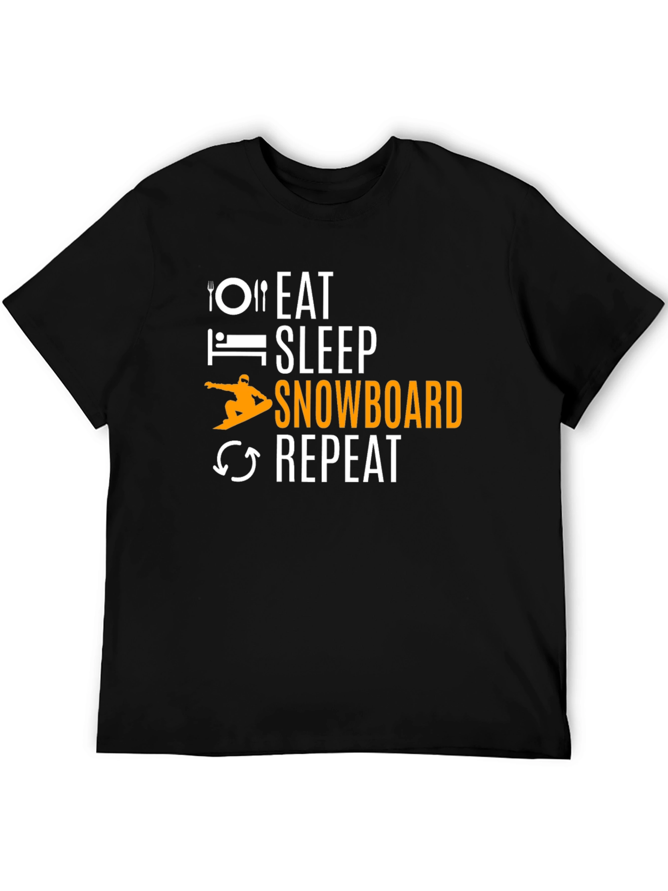 Eat Sleep Snowboard Repeat Graphic Tee - Black