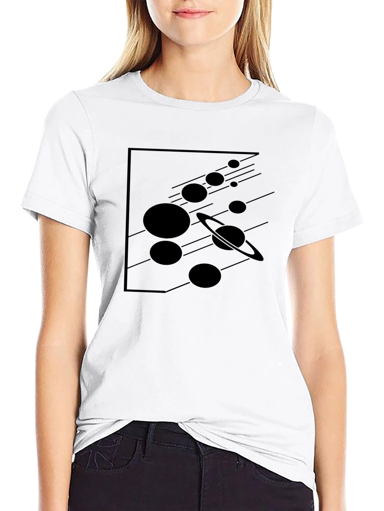 Cosmic Planets Graphic T-Shirt - Black