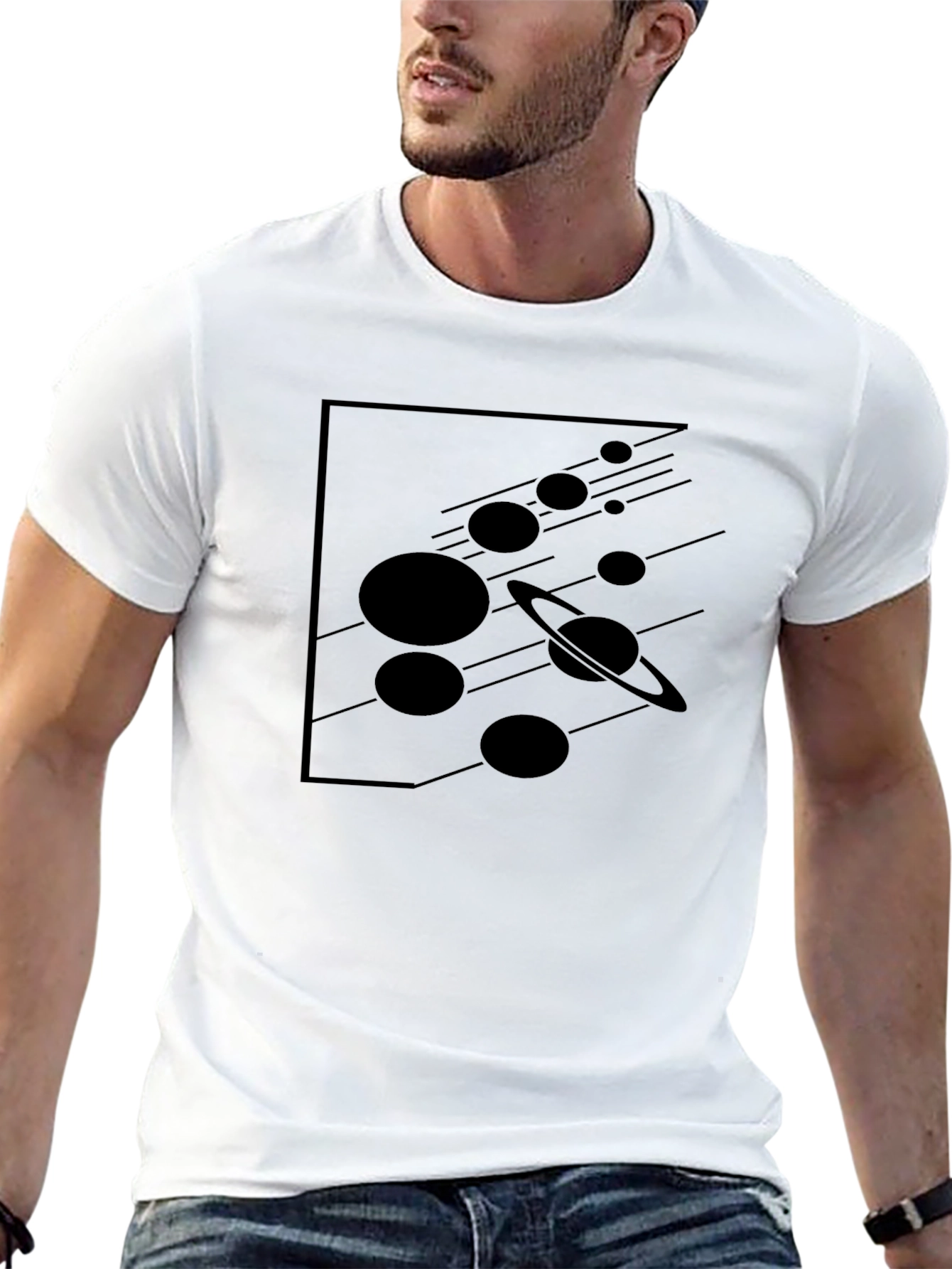 Cosmic Planets Graphic T-Shirt - Black