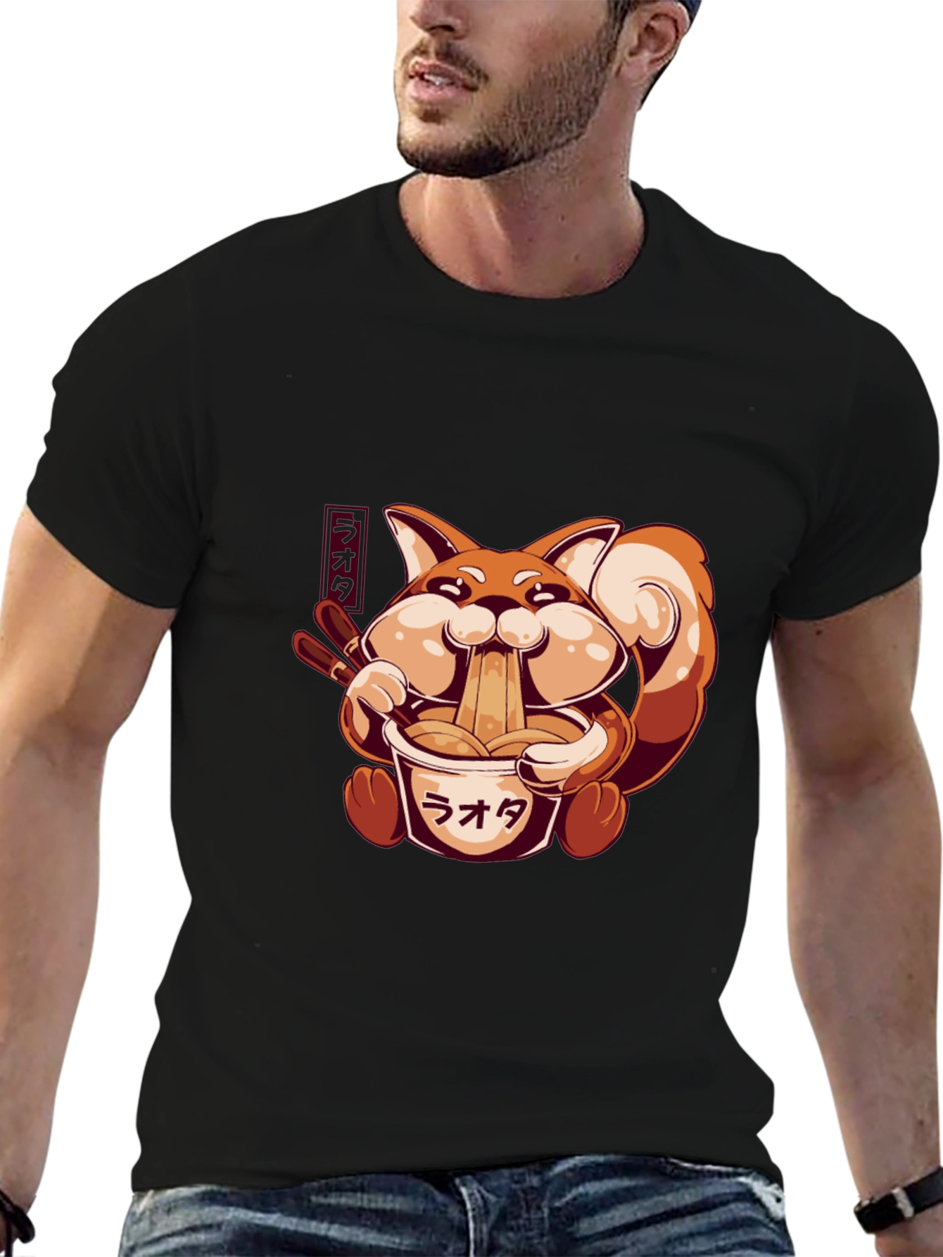 Ramen Fox Black T-Shirt