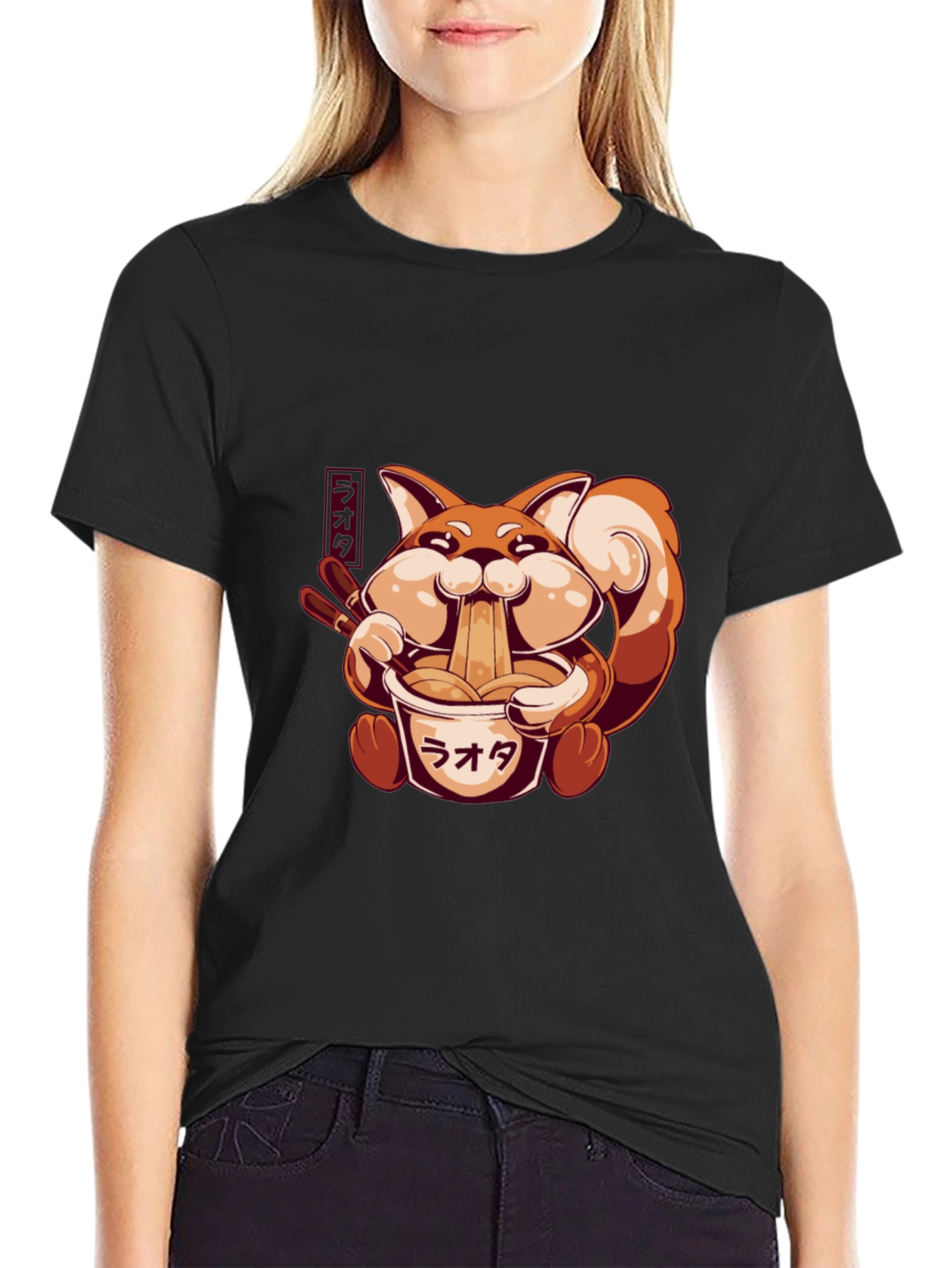 Ramen Fox Black T-Shirt