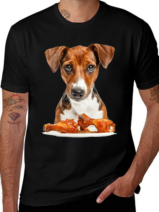 Dog & Chicken Wings Graphic Tee - Unisex Black T-Shirt