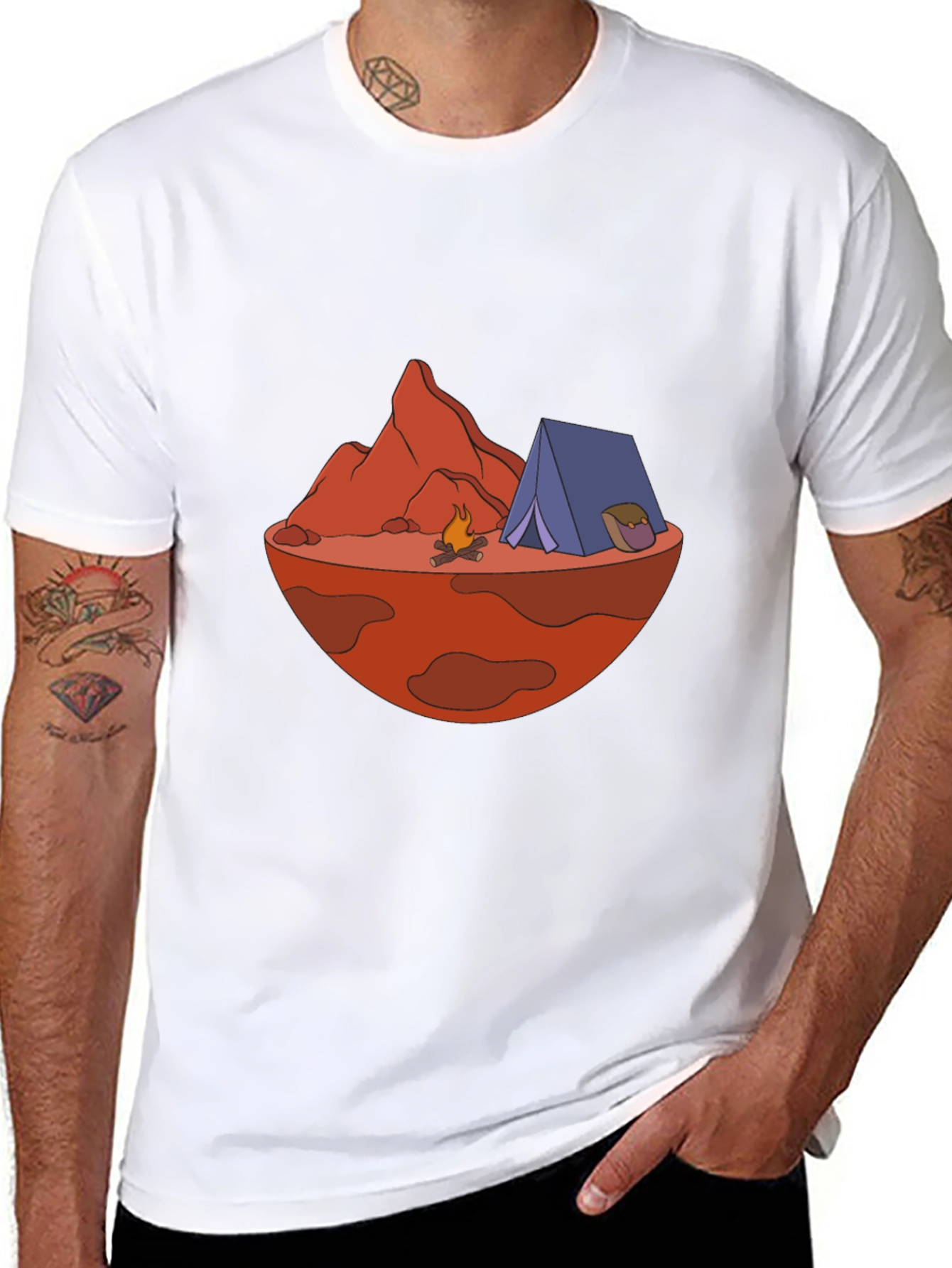 Camping on Mars Graphic Tee - Black Cotton Blend