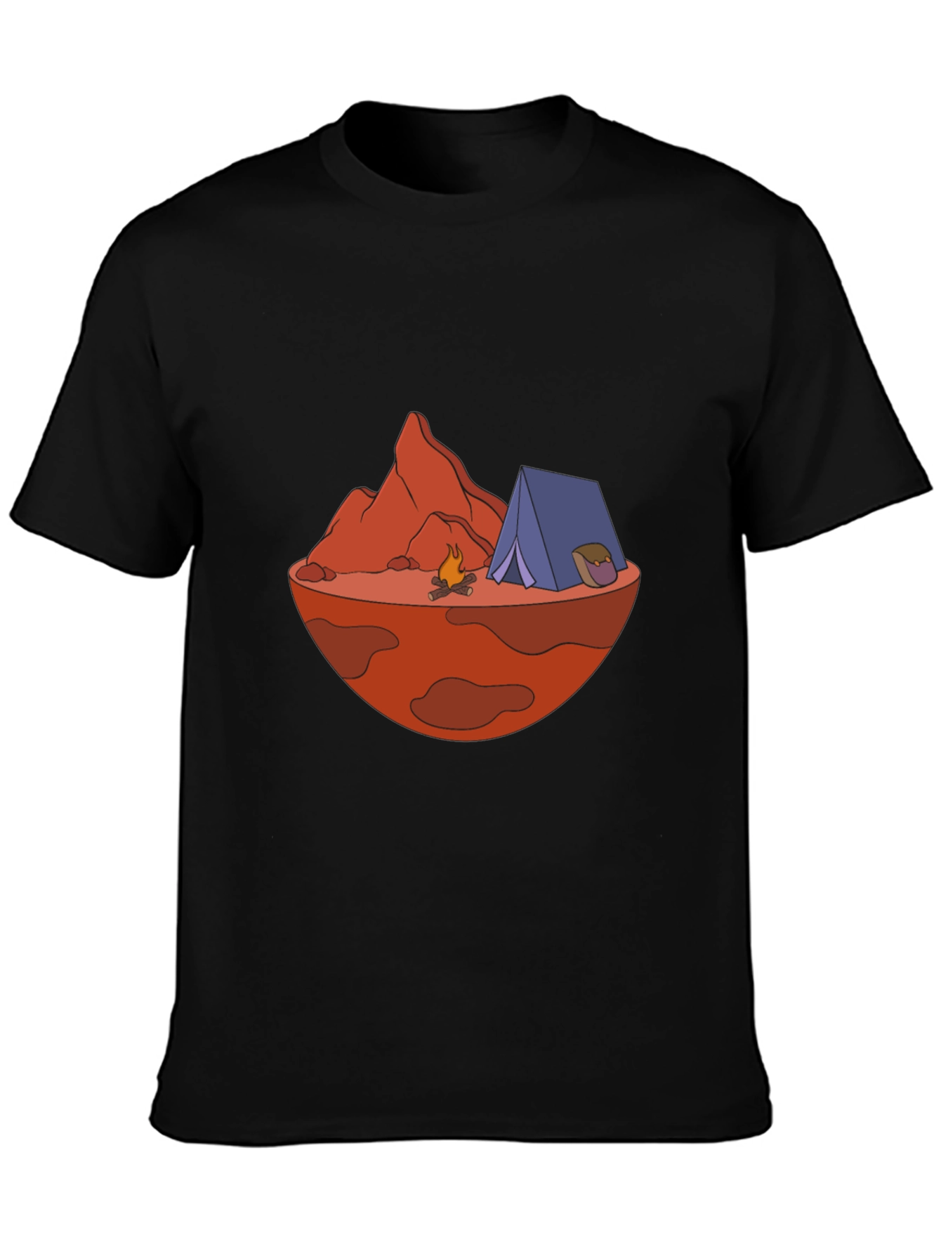 Camping on Mars Graphic Tee - Black Cotton Blend