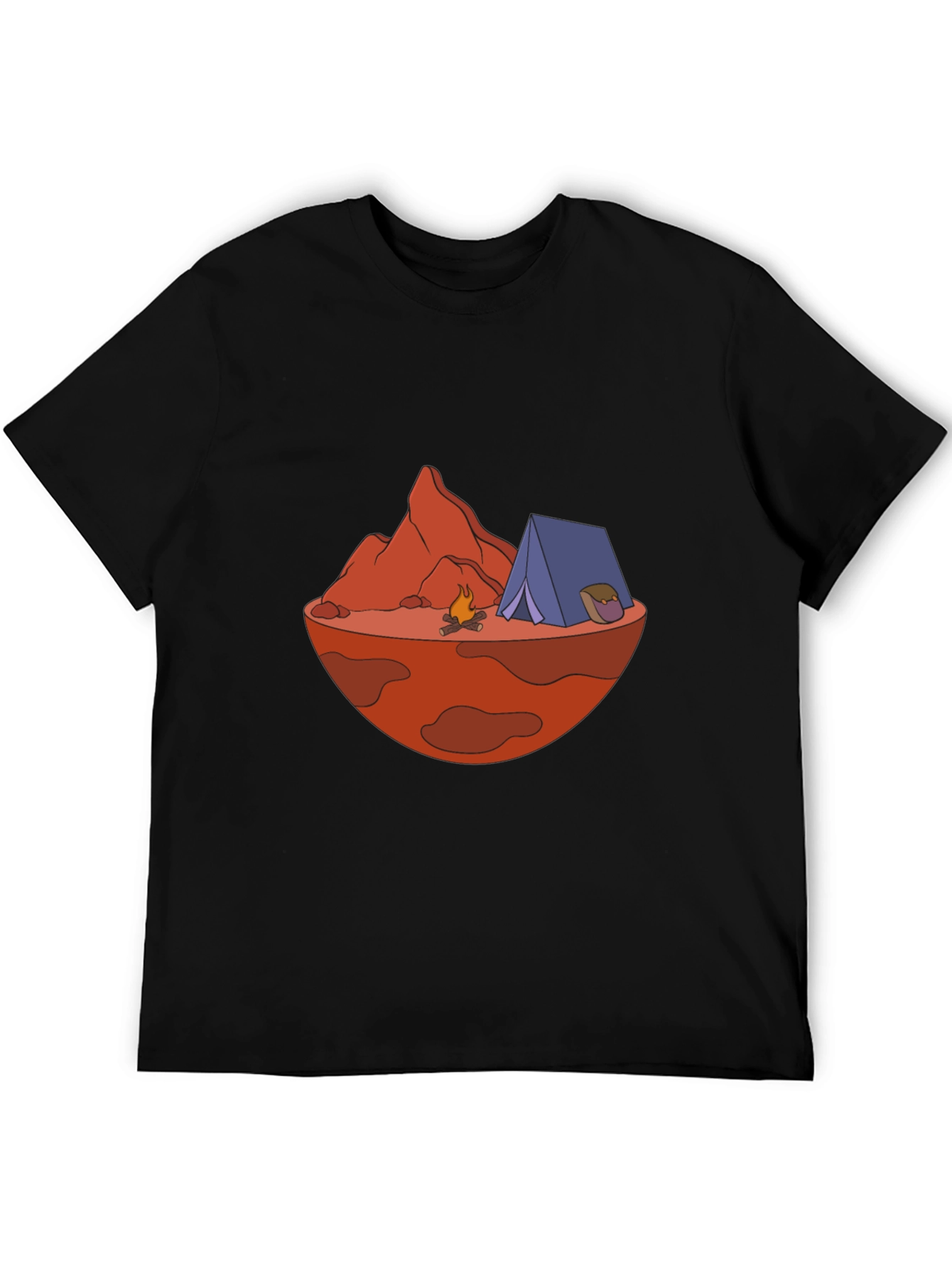 Camping on Mars Graphic Tee - Black Cotton Blend