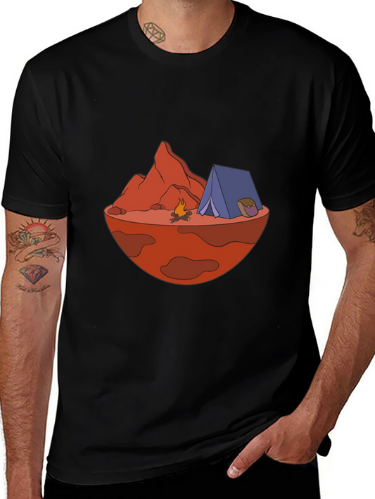 Camping on Mars Graphic Tee - Black Cotton Blend