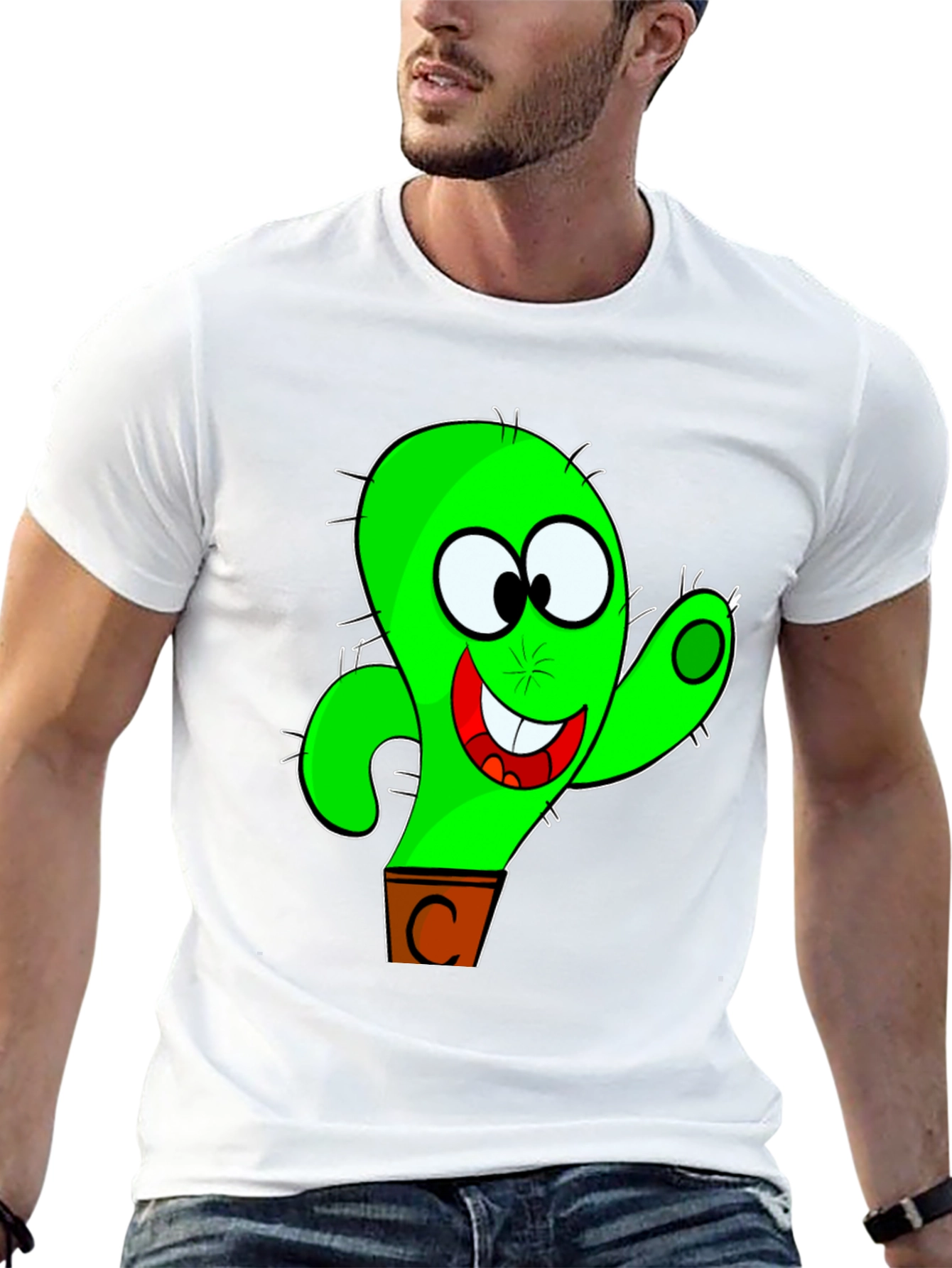 Funny Cactus Cartoon Graphic T-Shirt
