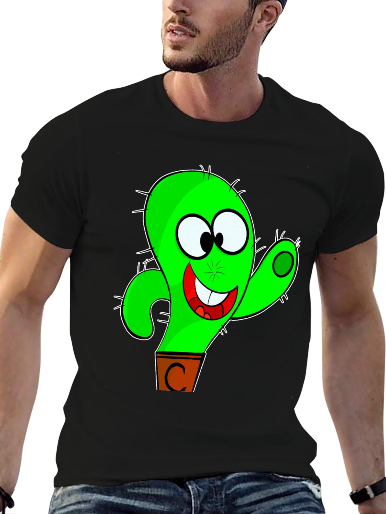 Funny Cactus Cartoon Graphic T-Shirt