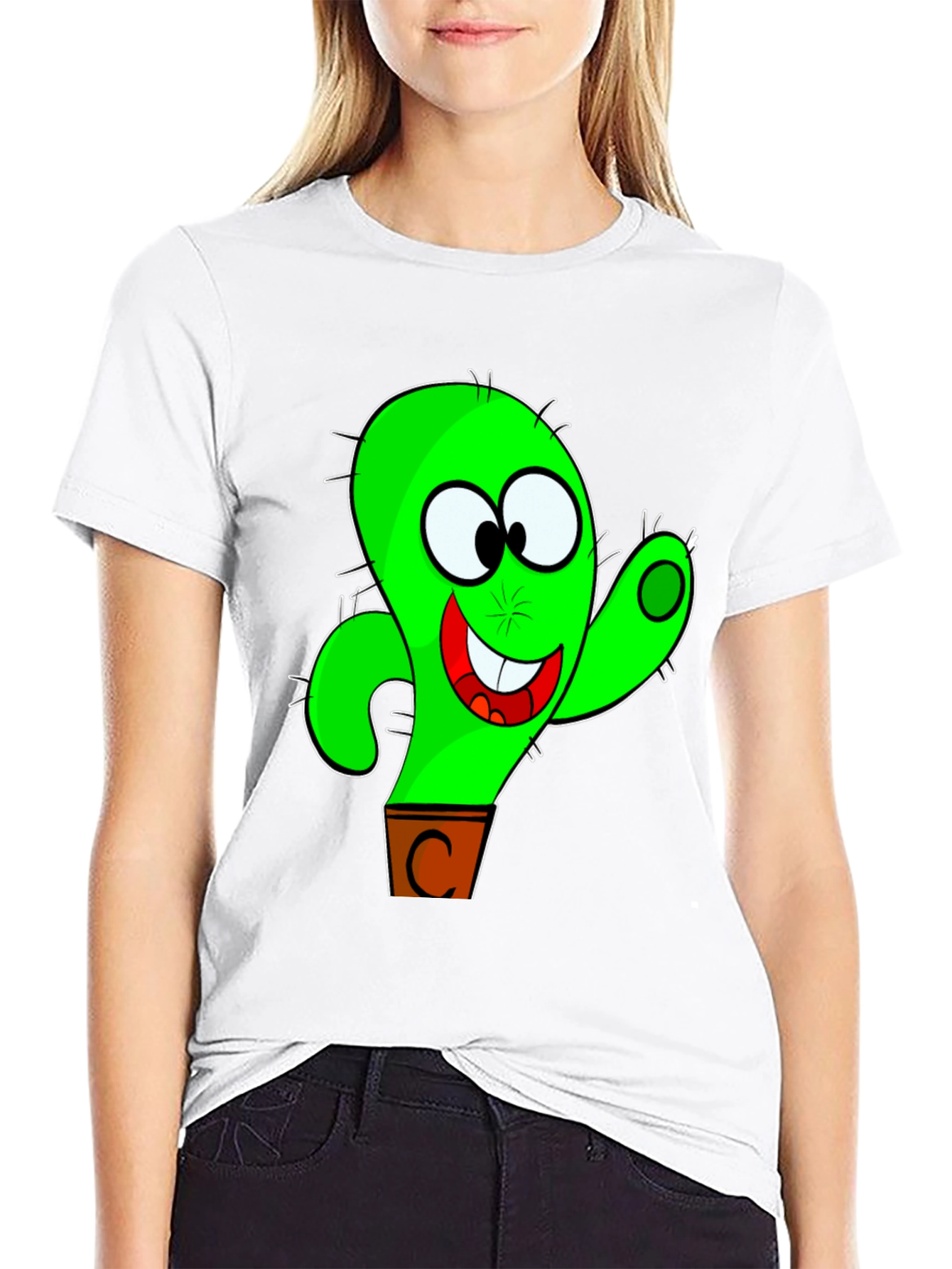 Funny Cactus Cartoon Graphic T-Shirt