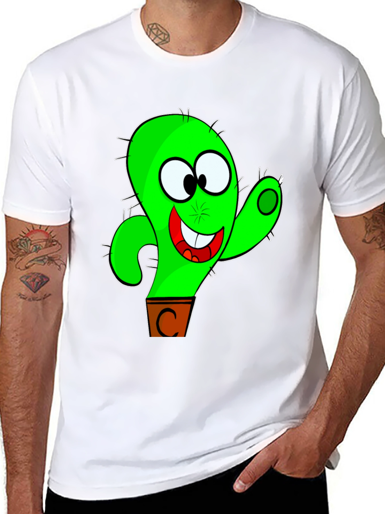 Funny Cactus Cartoon Graphic T-Shirt