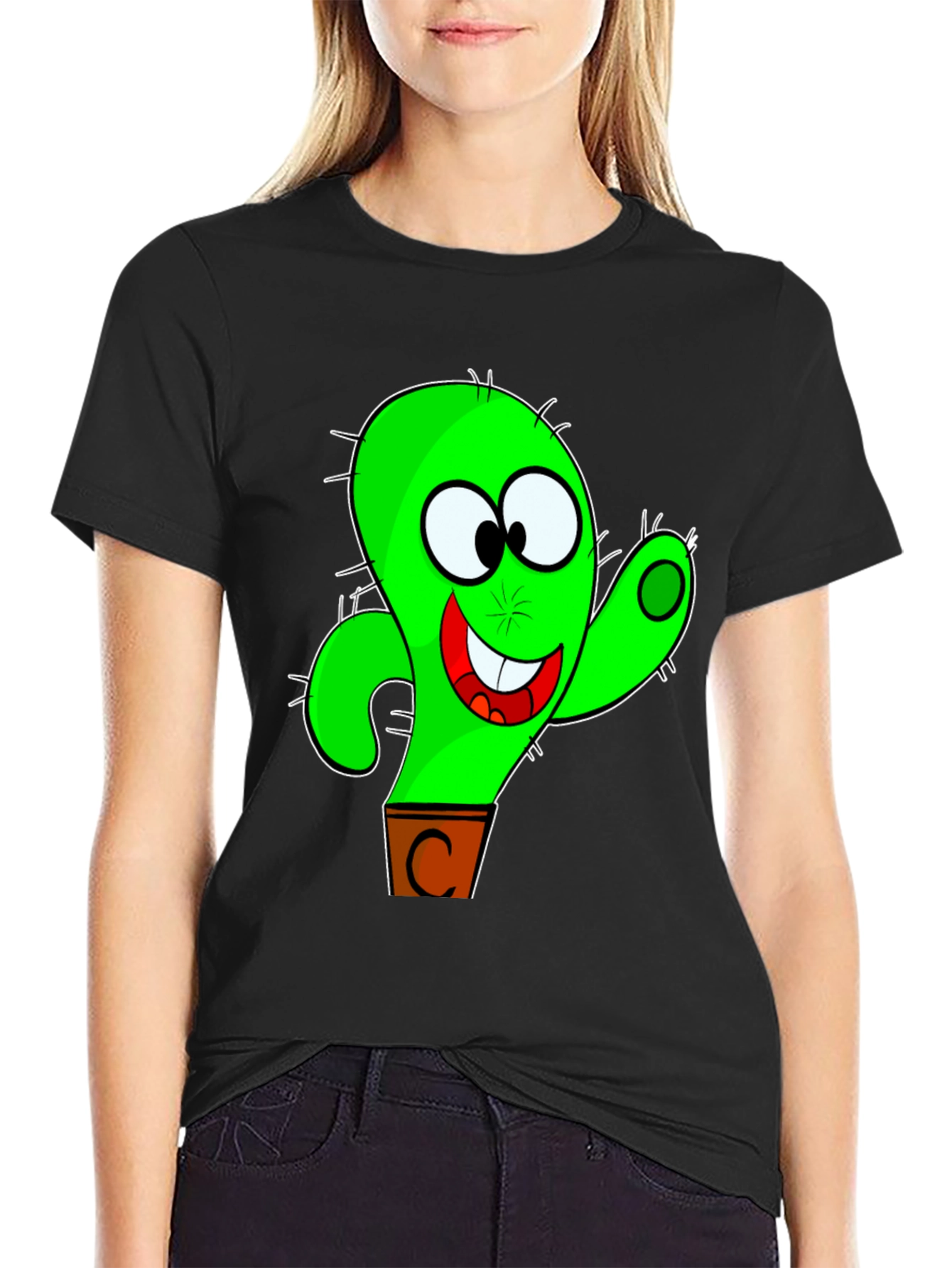Funny Cactus Cartoon Graphic T-Shirt