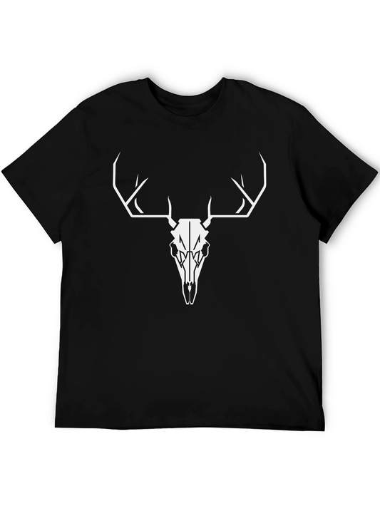 Buck Skull Graphic Tee - Black Cotton T-Shirt
