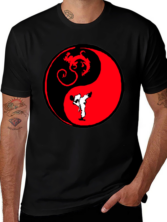 Yin Yang Dragon Karate Black T-Shirt