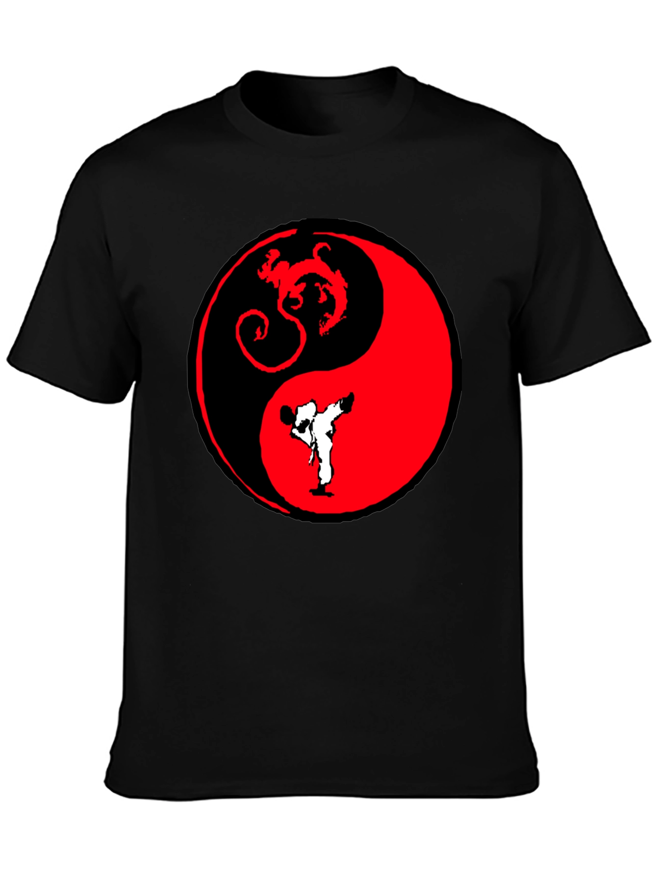 Yin Yang Dragon Karate Black T-Shirt