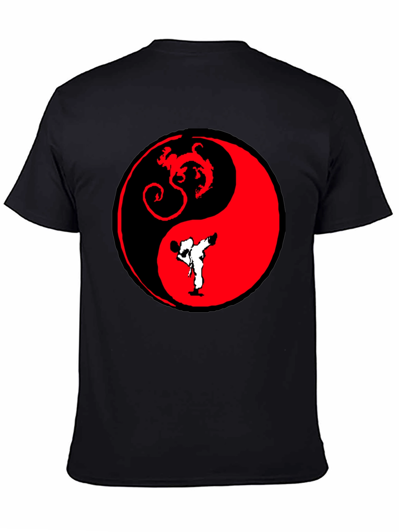 Yin Yang Dragon Karate Black T-Shirt