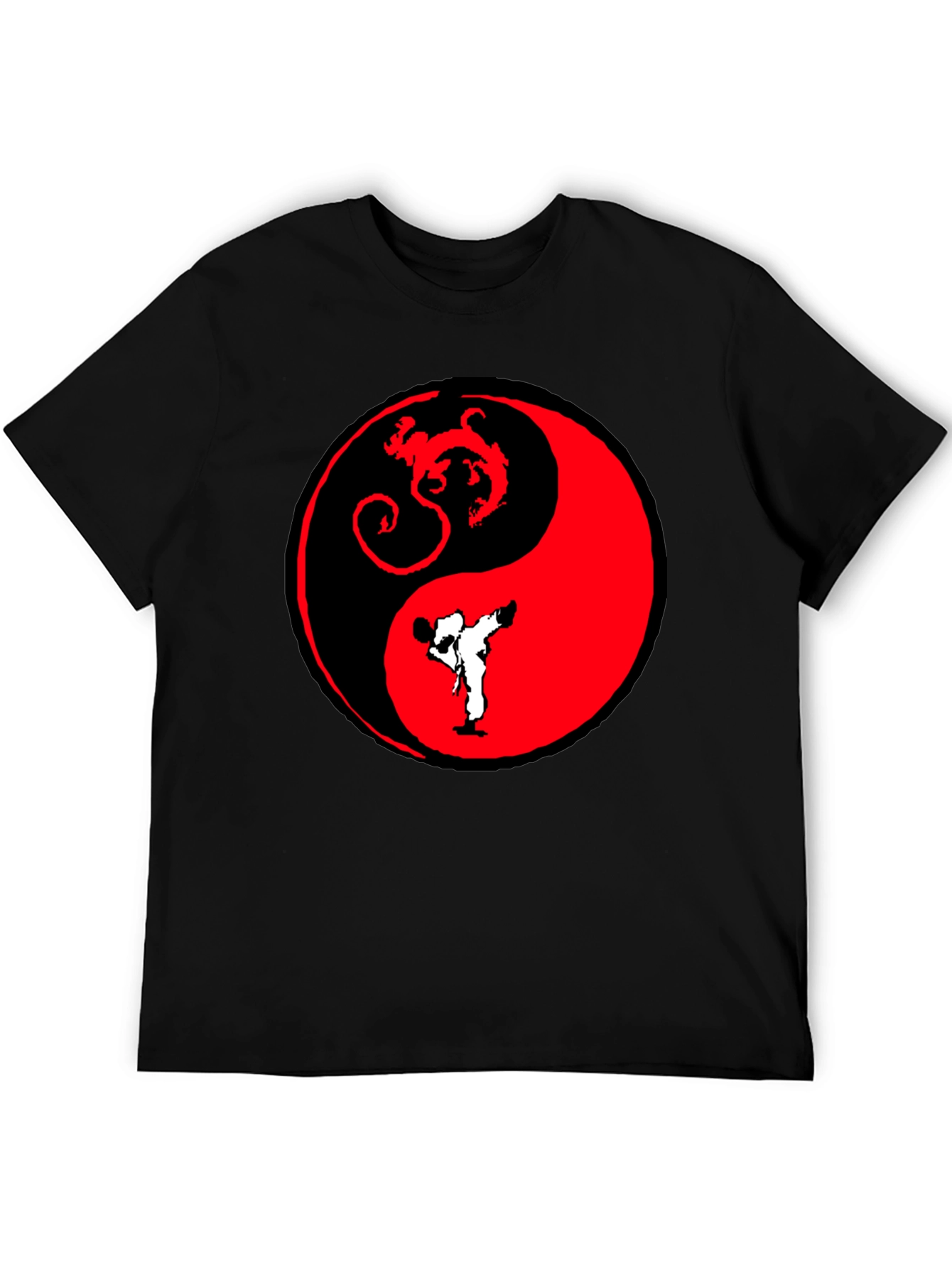 Yin Yang Dragon Karate Black T-Shirt