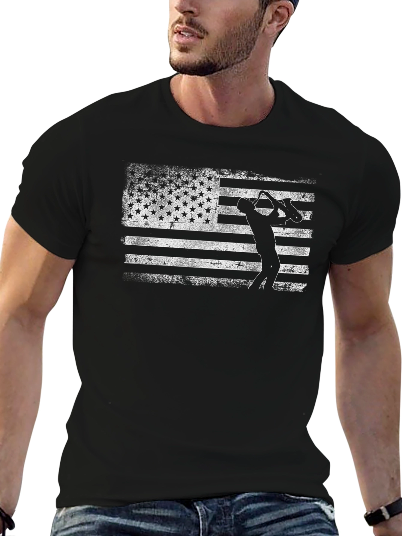 Saxophone American Flag T-Shirt