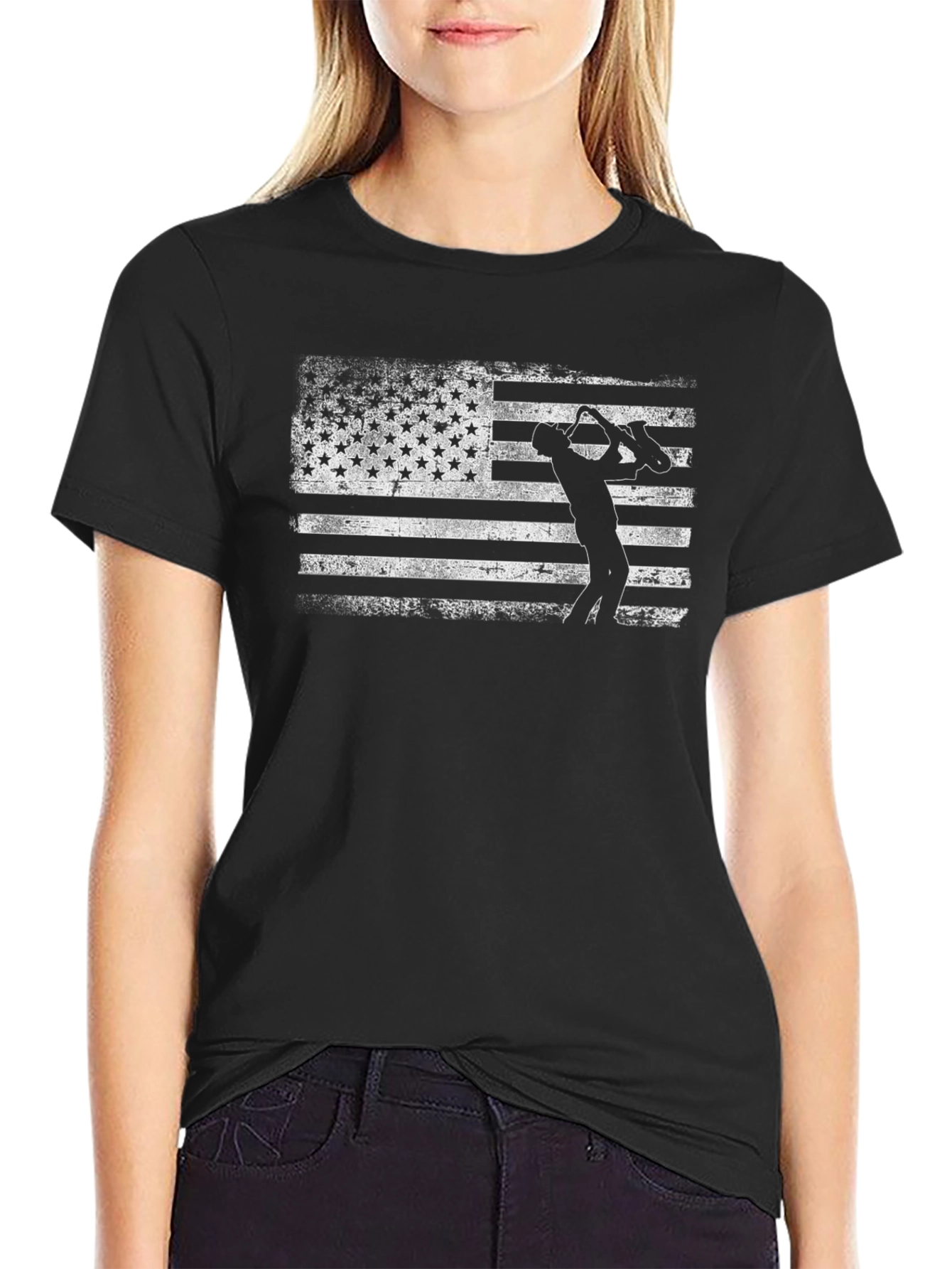 Saxophone American Flag T-Shirt