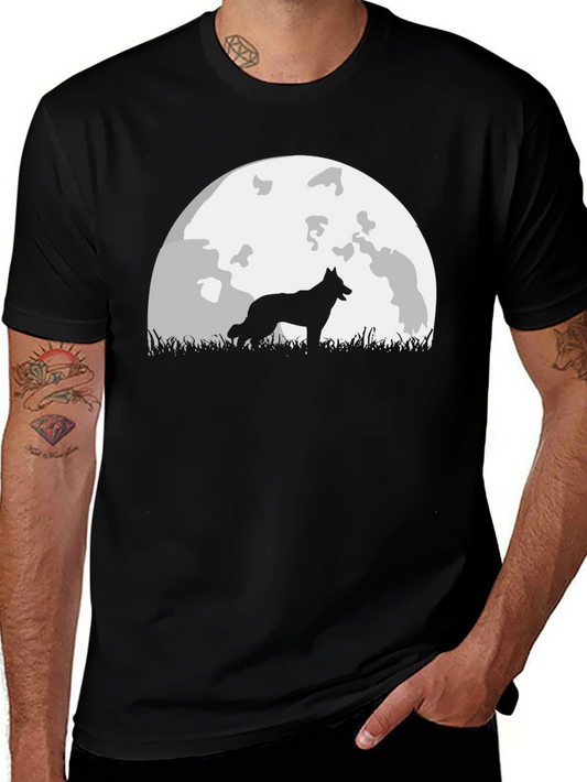 Wolf Silhouette Moon Graphic Tee - Black T-Shirt