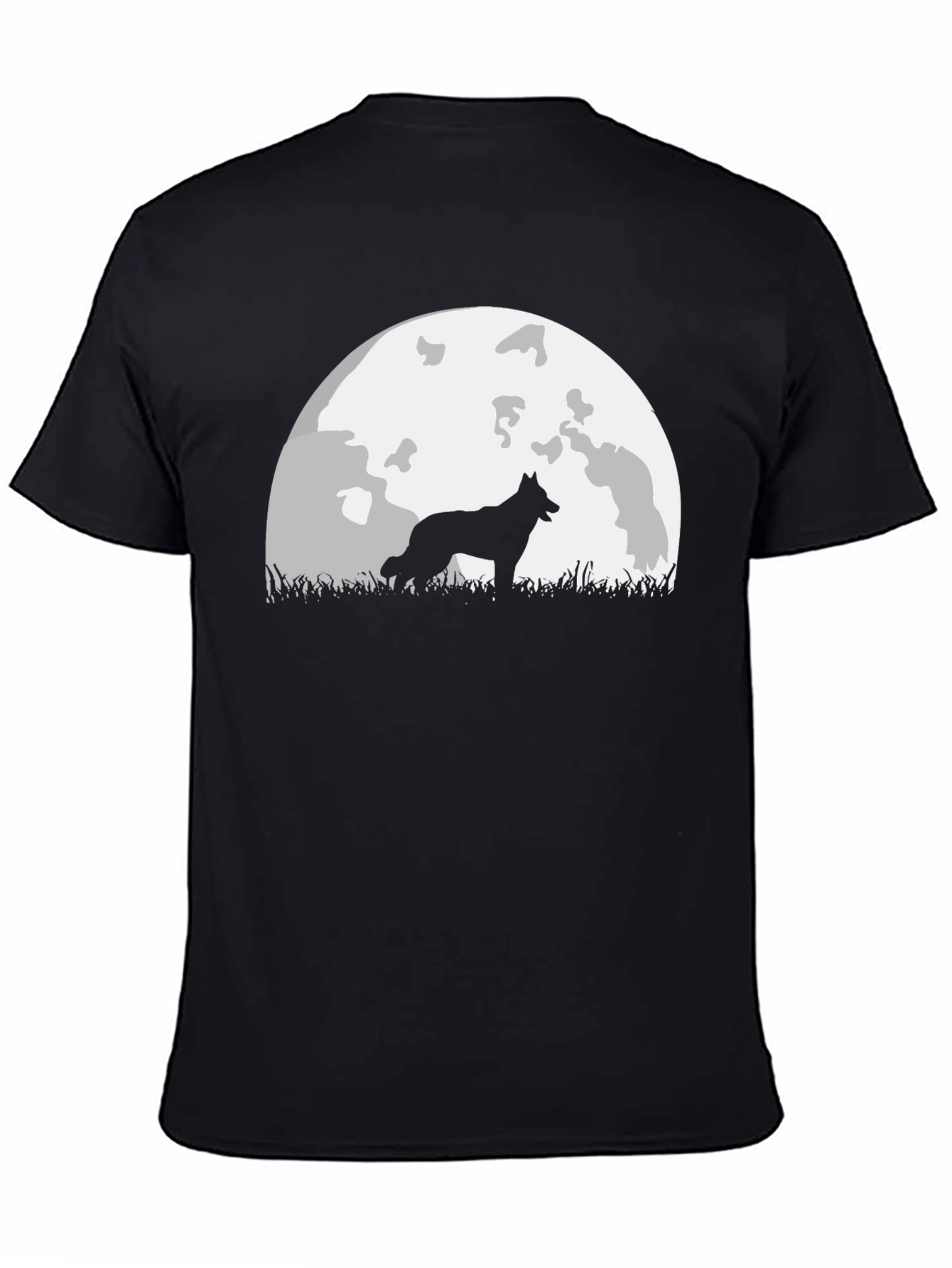 Wolf Silhouette Moon Graphic Tee - Black T-Shirt