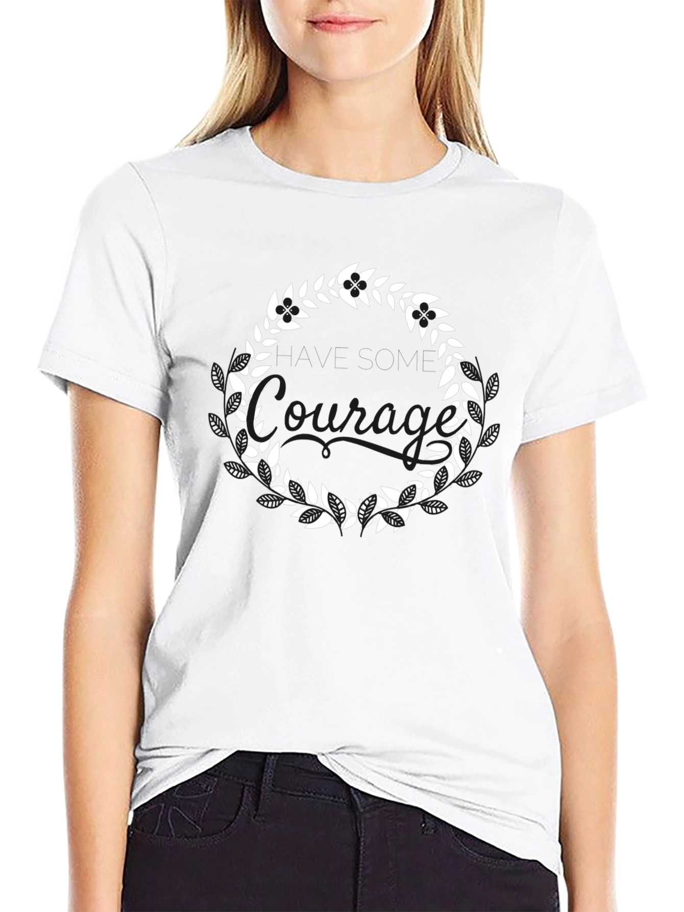 Leaf Wreath Graphic Tee - Stylish Black T-Shirt
