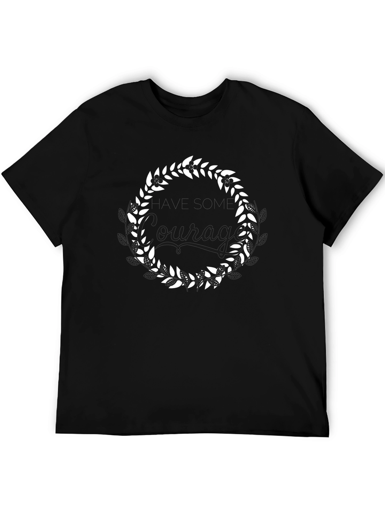 Leaf Wreath Graphic Tee - Stylish Black T-Shirt