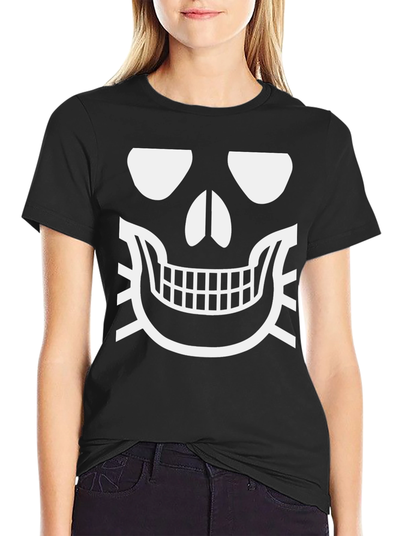 Skull Face Graphic T-Shirt - Classic Halloween Design