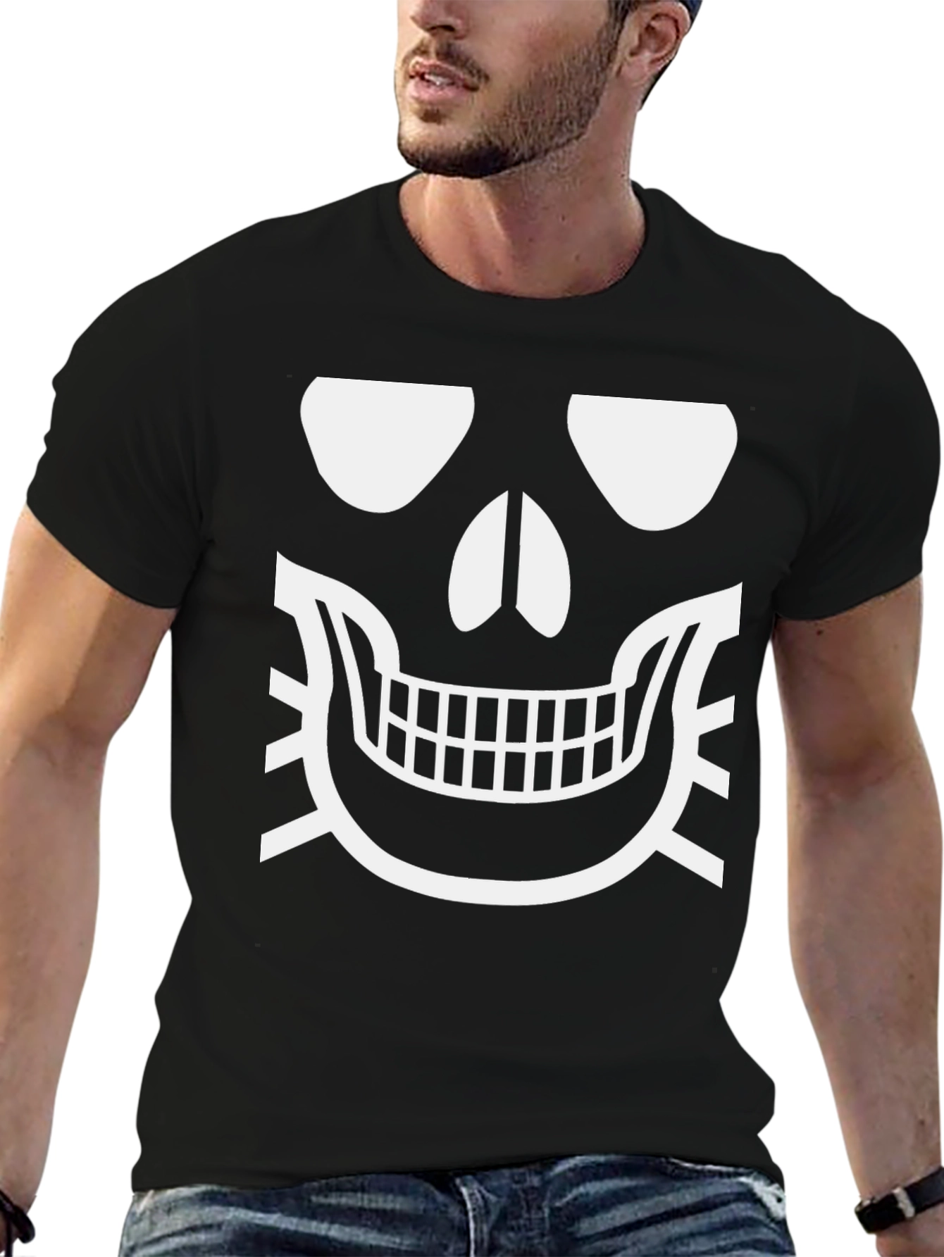 Skull Face Graphic T-Shirt - Classic Halloween Design