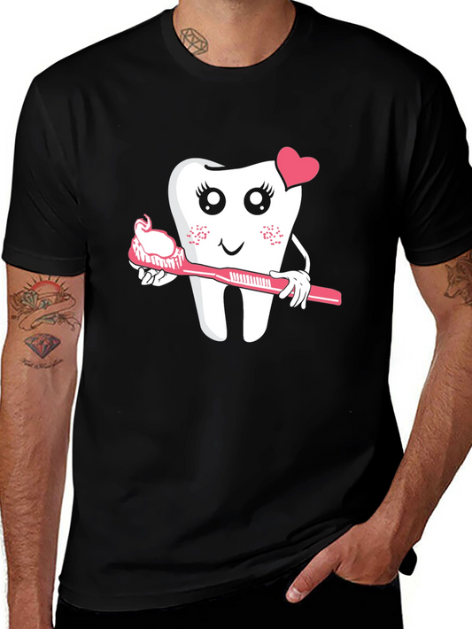 Cute Tooth with Toothbrush Graphic Tee