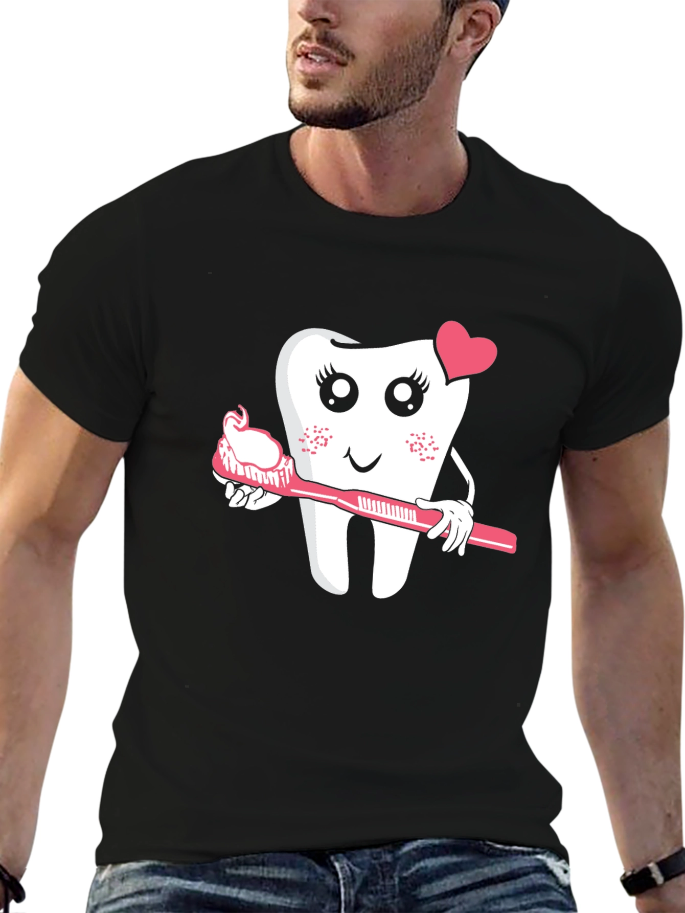 Cute Tooth with Toothbrush Graphic Tee