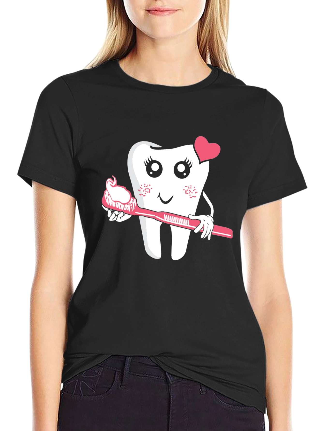 Cute Tooth with Toothbrush Graphic Tee