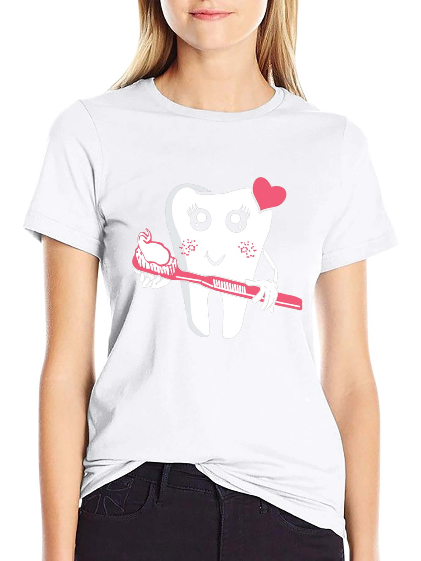 Cute Tooth with Toothbrush Graphic Tee