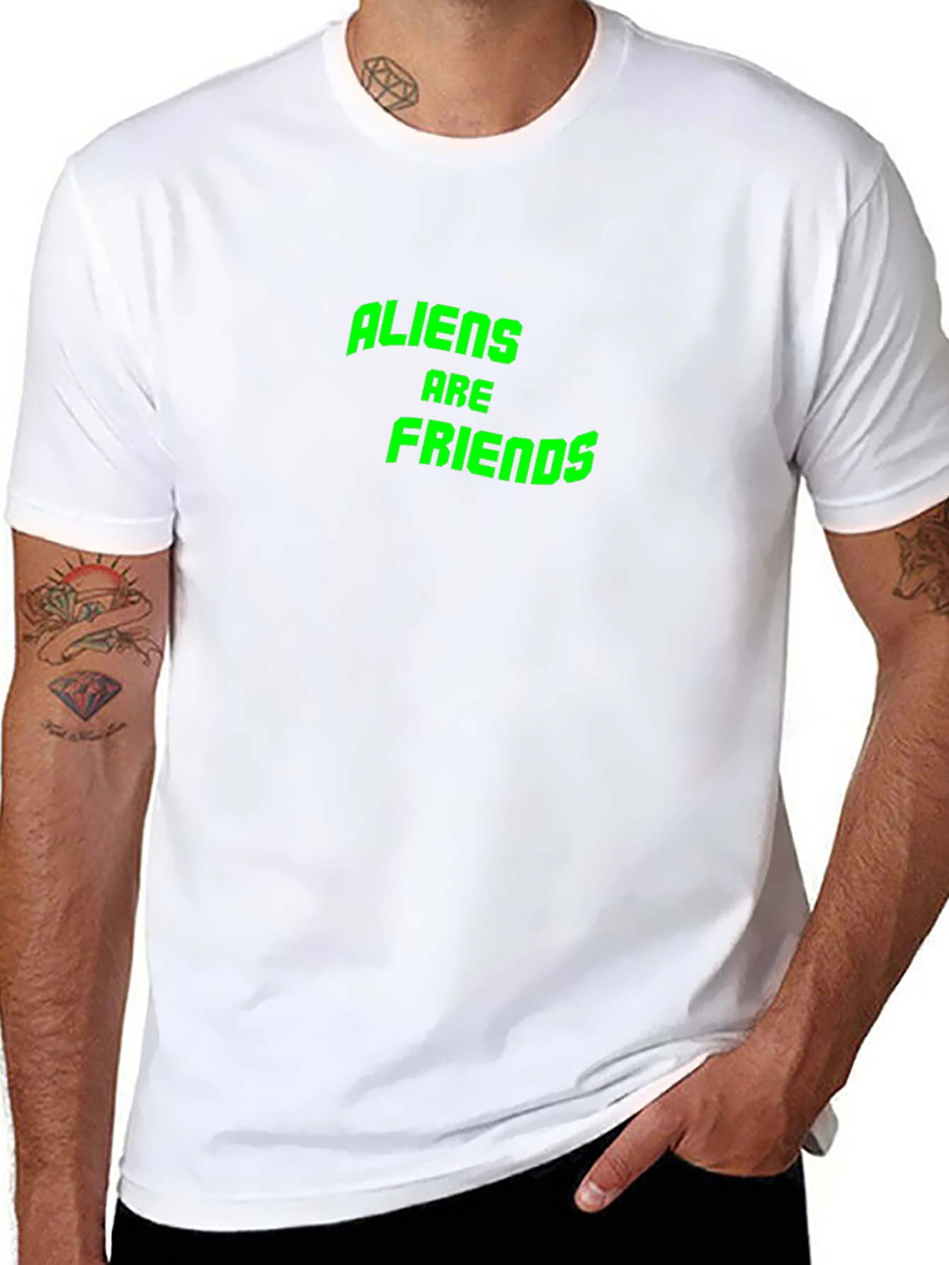 Aliens Are Friends Graphic T-Shirt - Black Cotton Tee