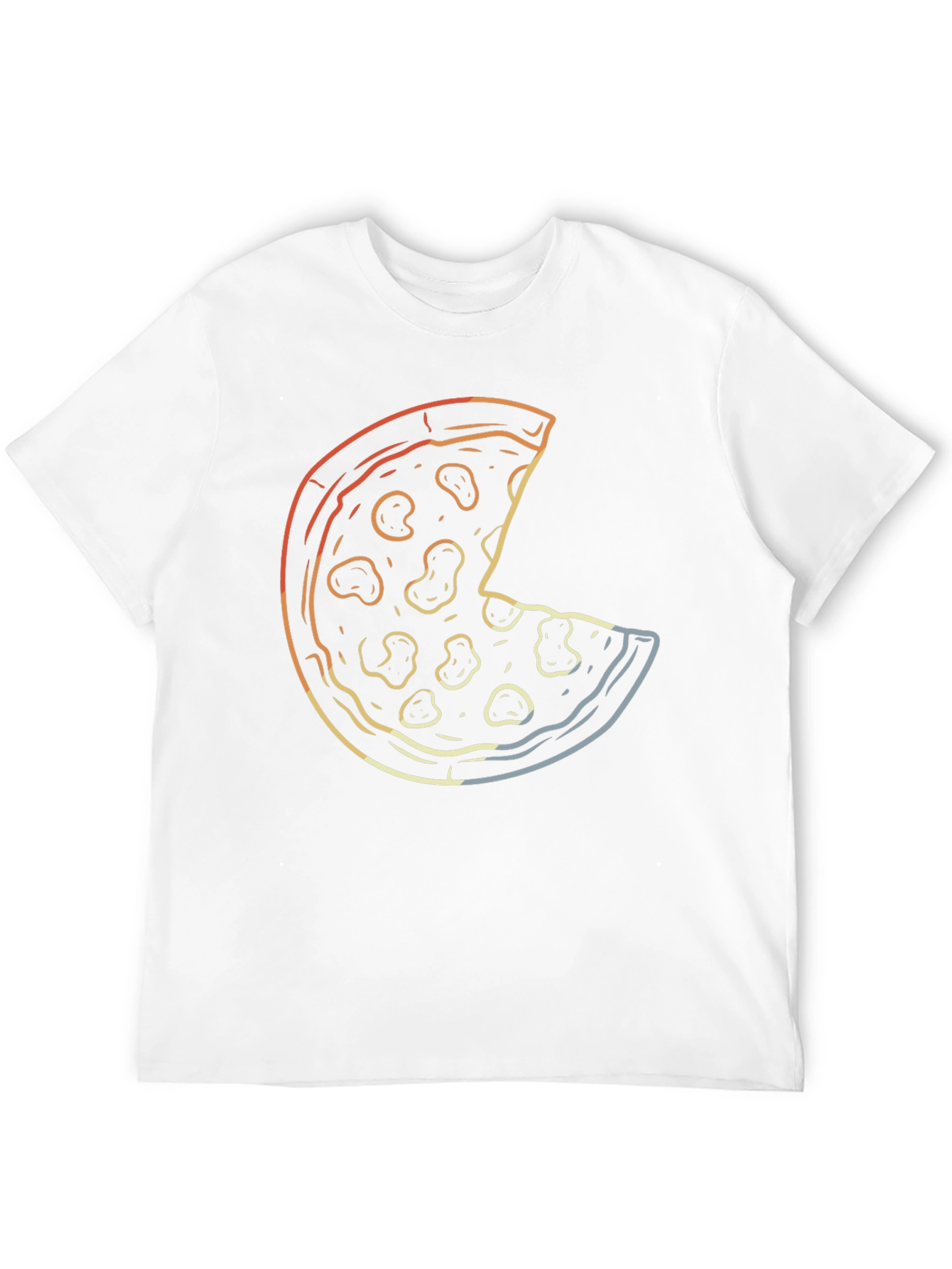 Pizza Graphic Print T-Shirt - Casual Crew Neck