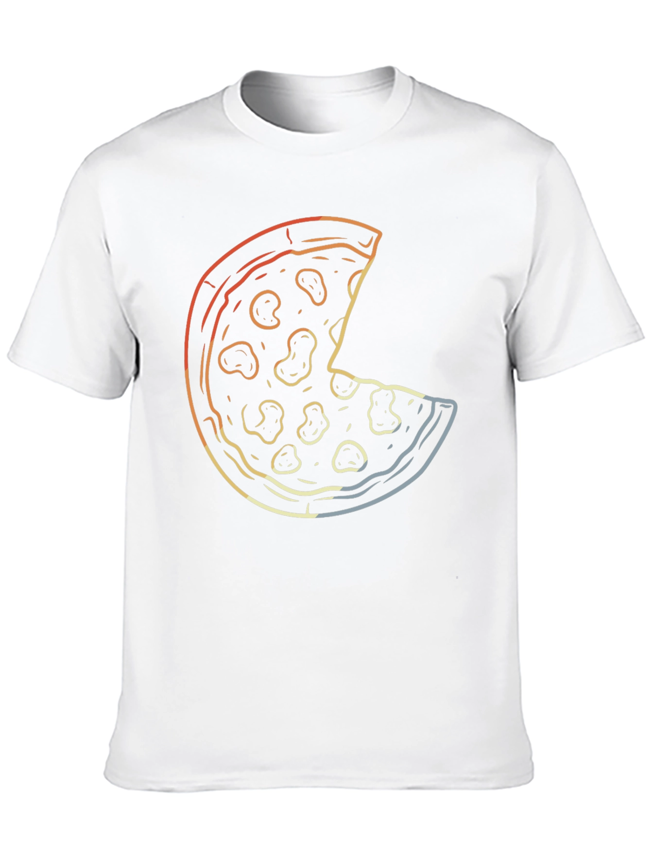 Pizza Graphic Print T-Shirt - Casual Crew Neck