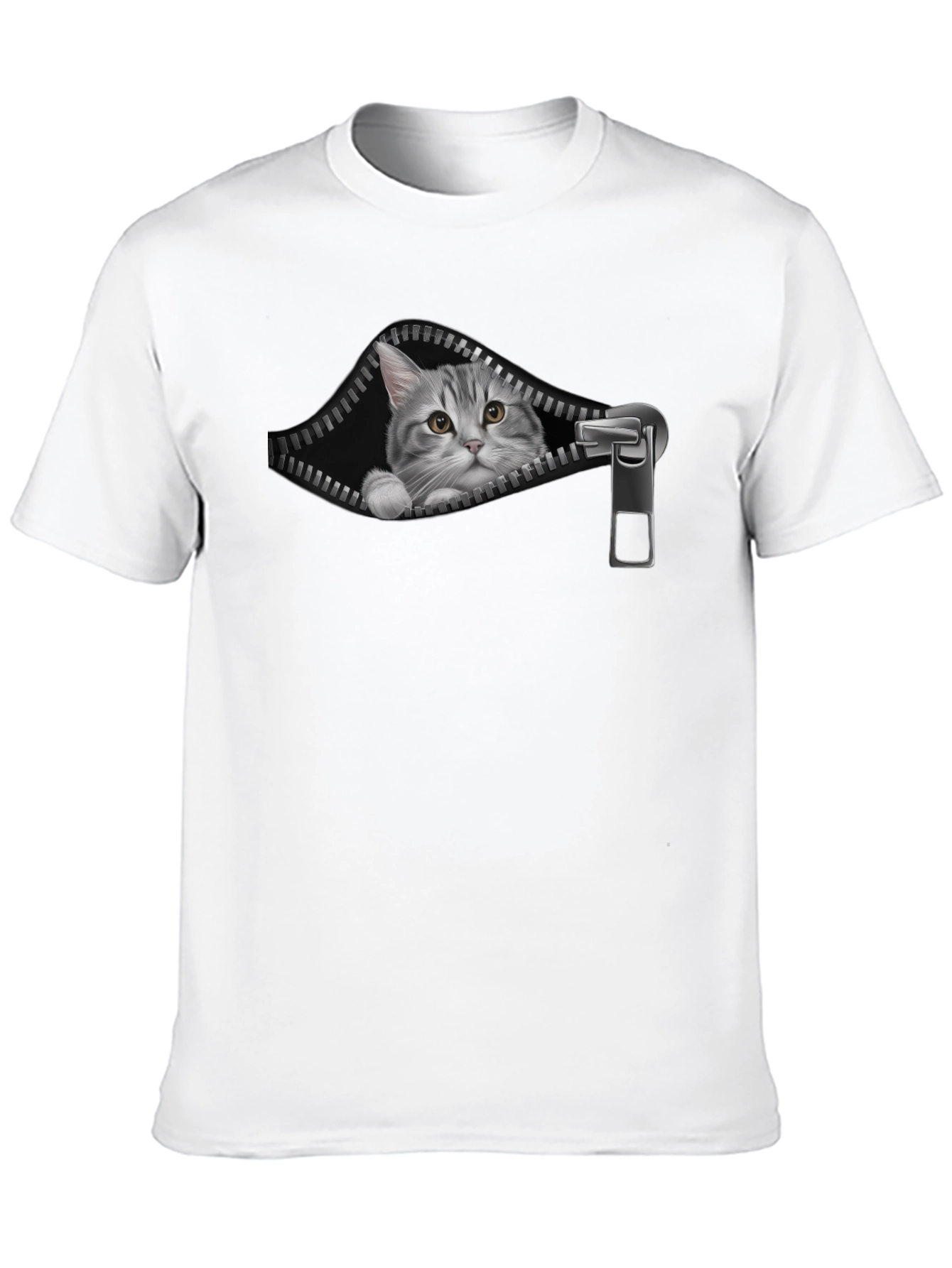 Cat Zipper T-Shirt - Unique Graphic Tee