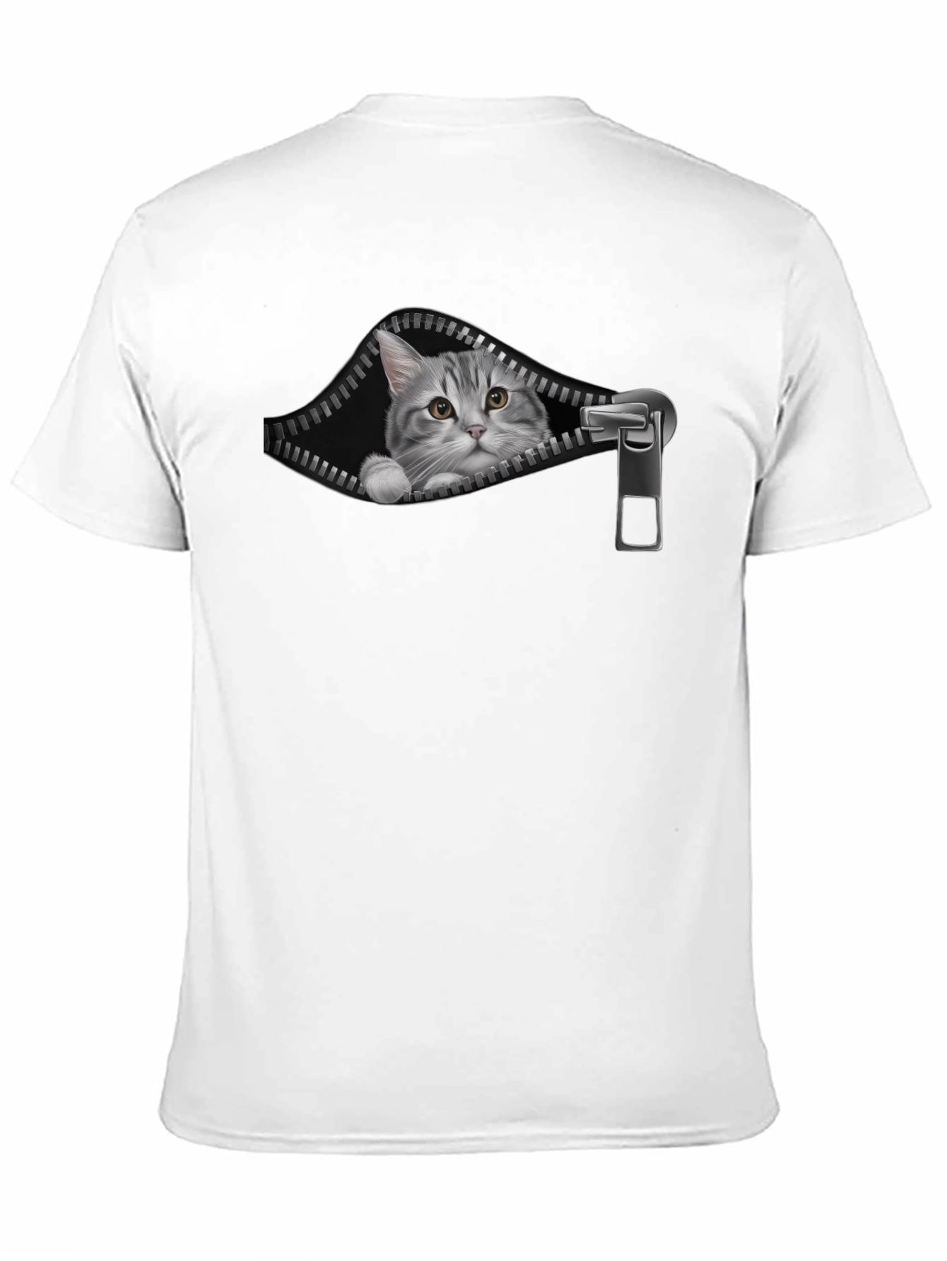 Cat Zipper T-Shirt - Unique Graphic Tee