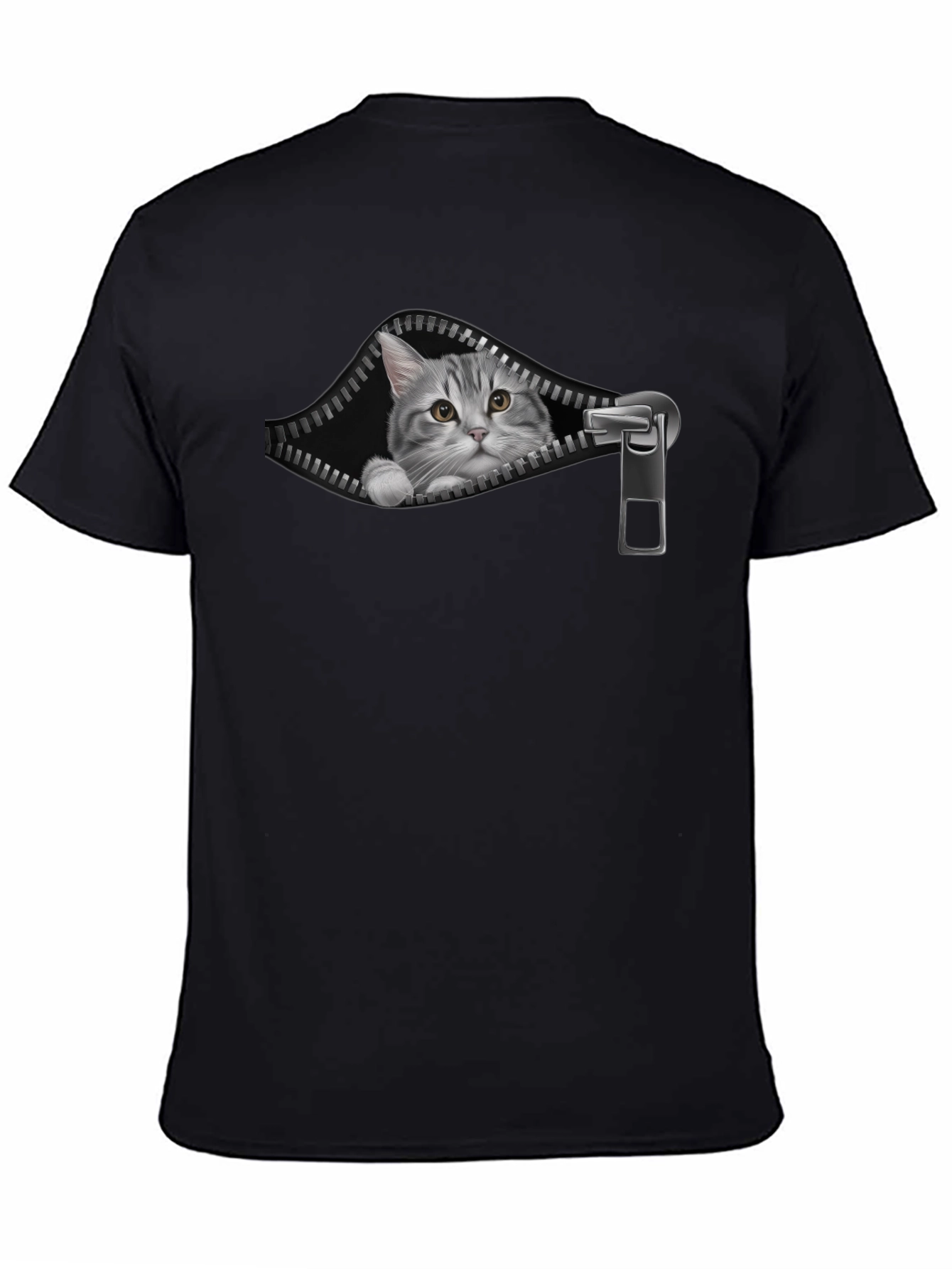 Cat Zipper T-Shirt - Unique Graphic Tee