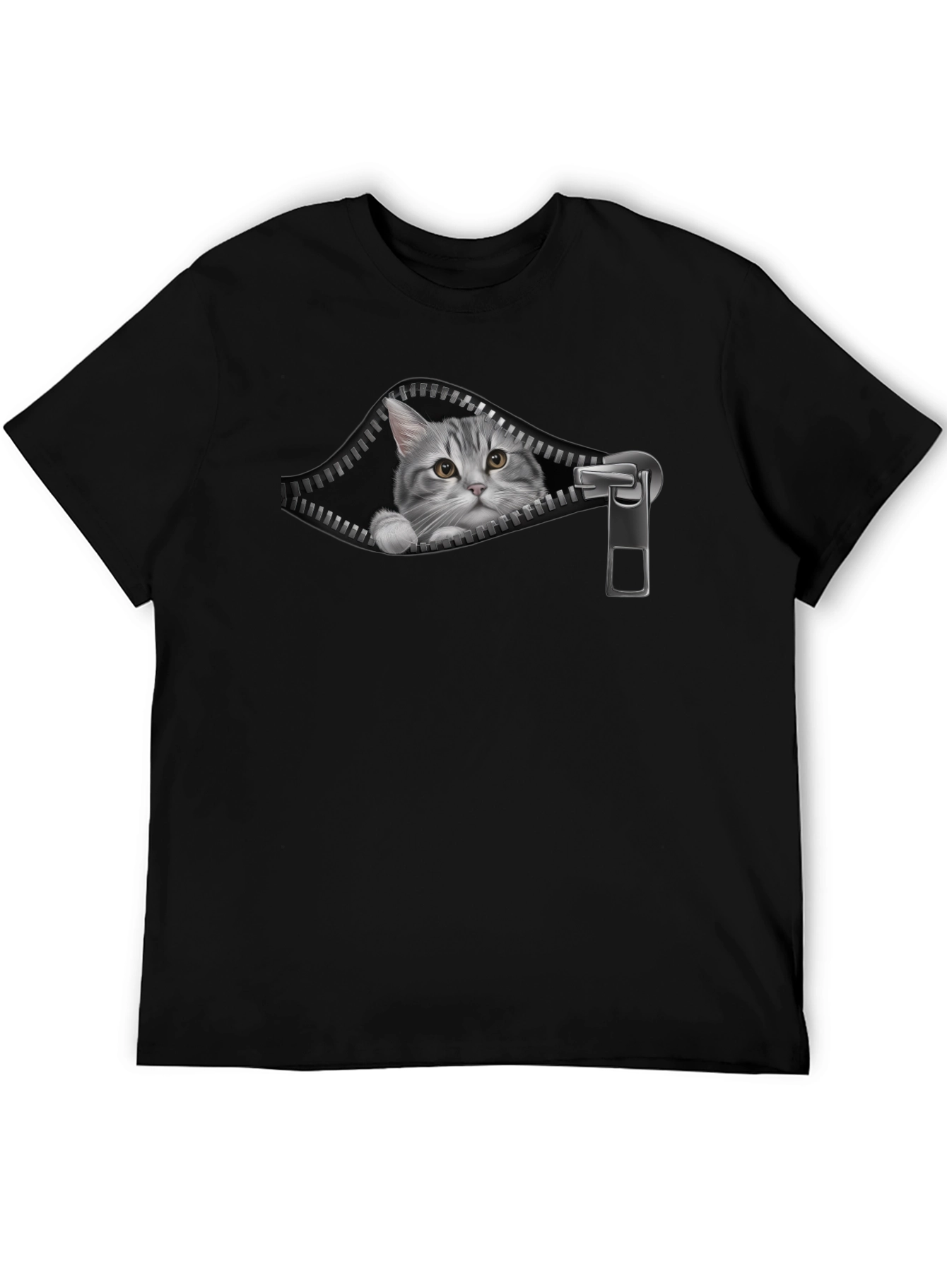 Cat Zipper T-Shirt - Unique Graphic Tee