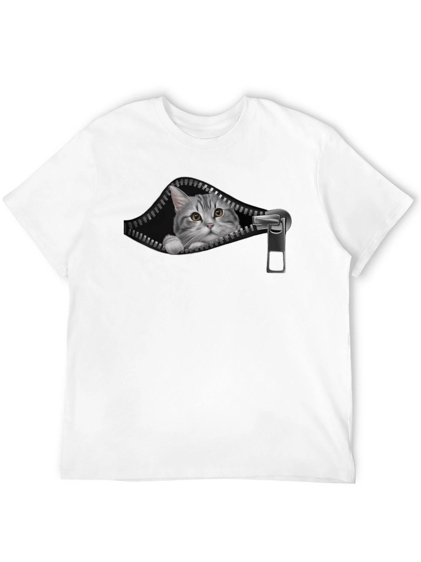 Cat Zipper T-Shirt - Unique Graphic Tee