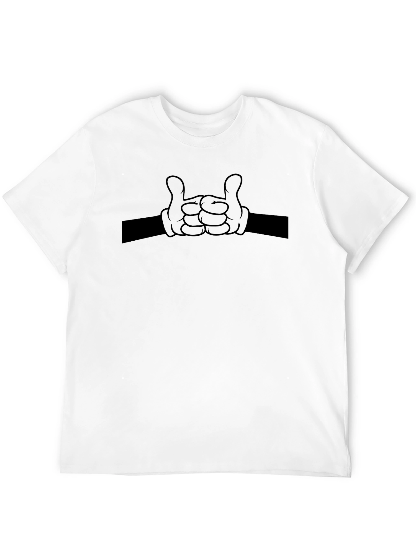 Cartoon Hands Fist Bump Black T-Shirt