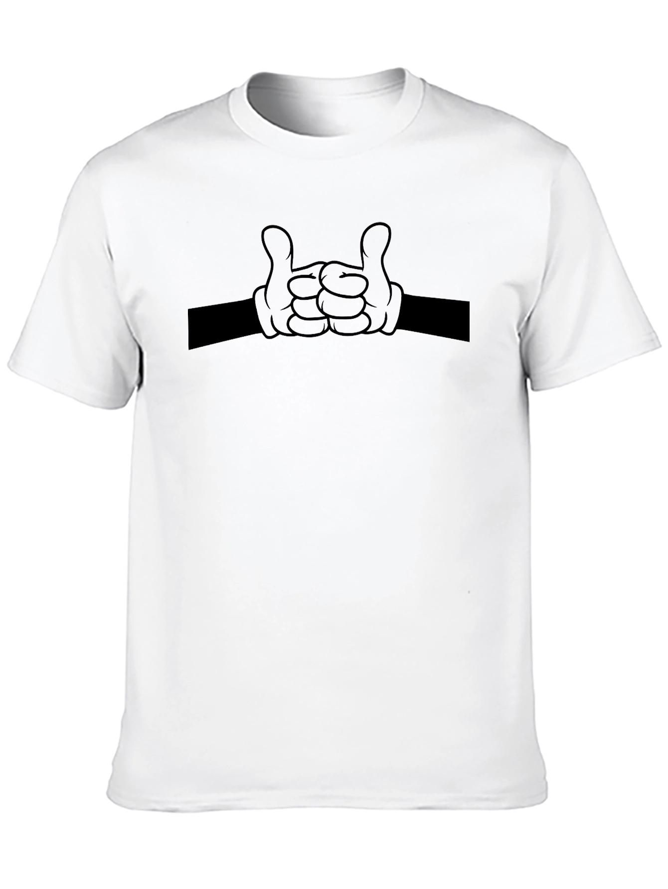 Cartoon Hands Fist Bump Black T-Shirt