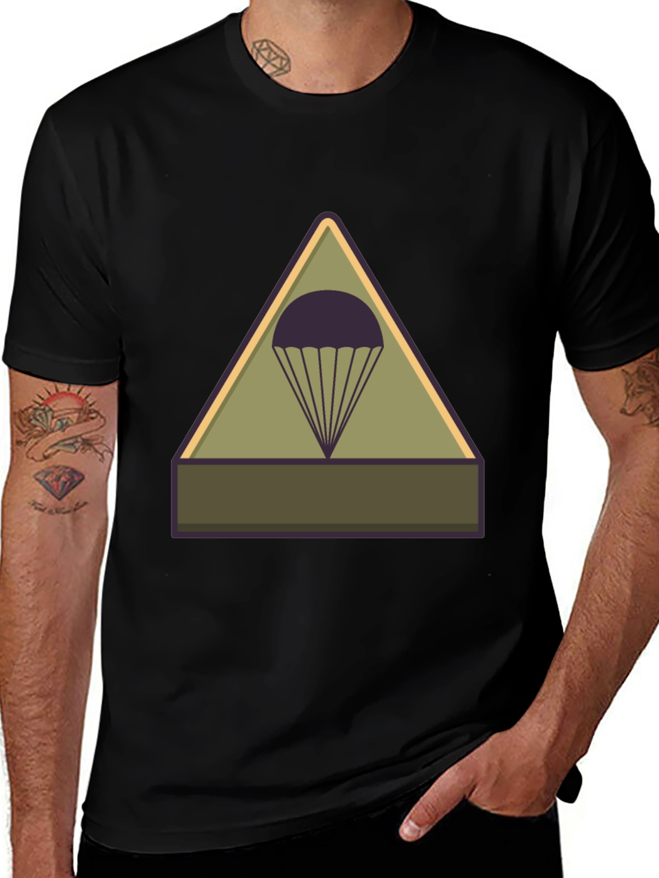 Parachute Badge Graphic Tee - Military Style T-Shirt