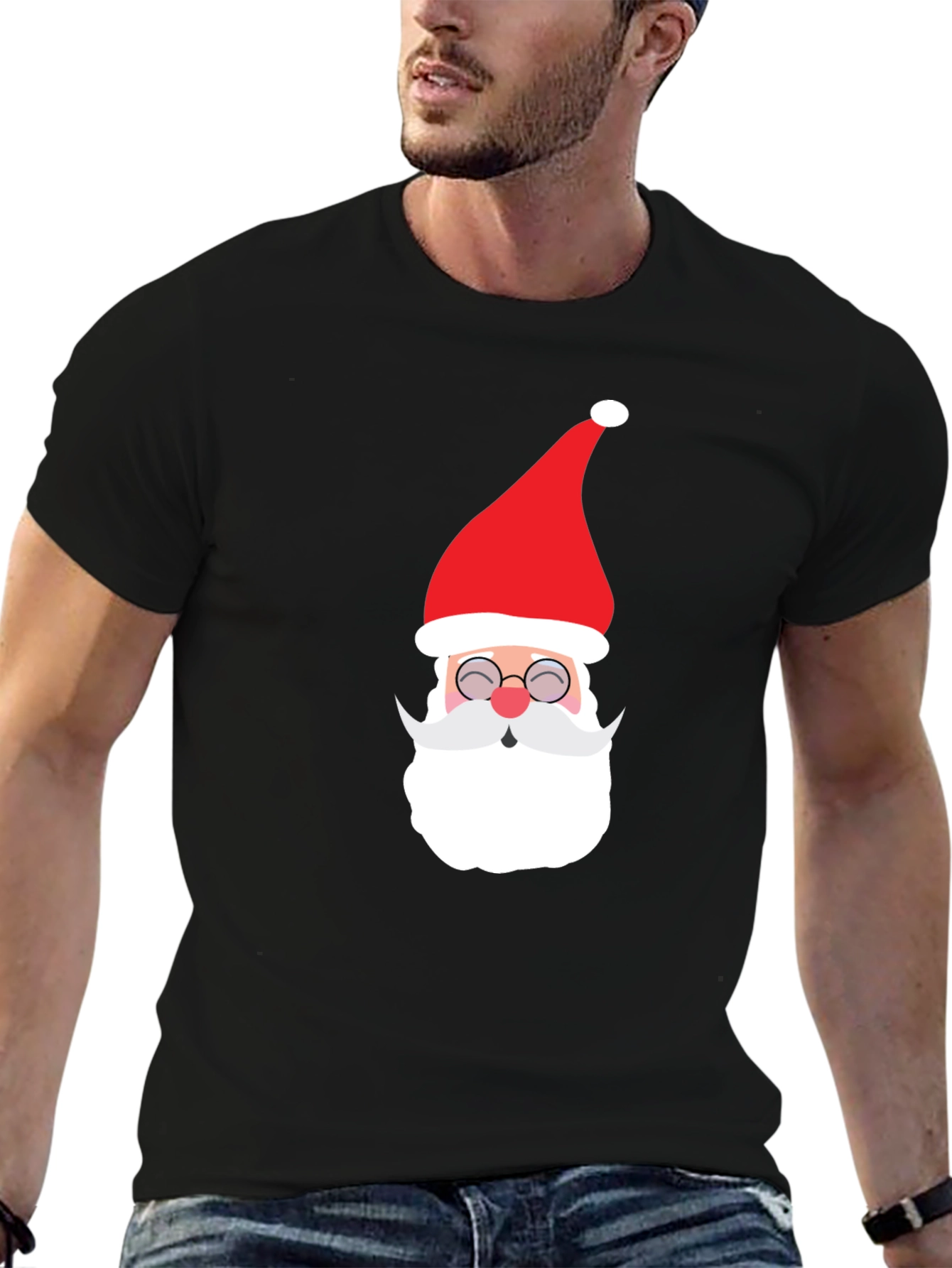 Festive Santa Graphic Tee - Holiday Cheer