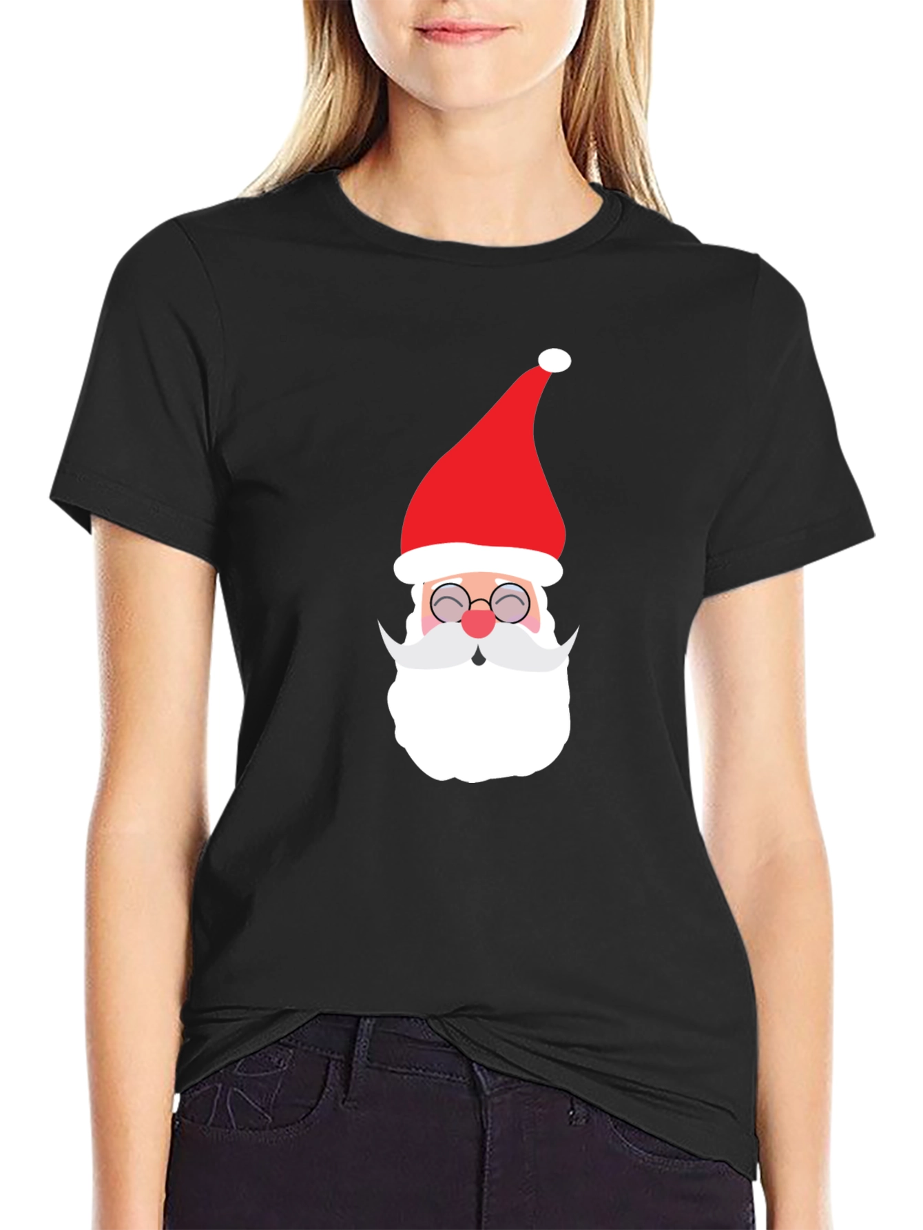 Festive Santa Graphic Tee - Holiday Cheer