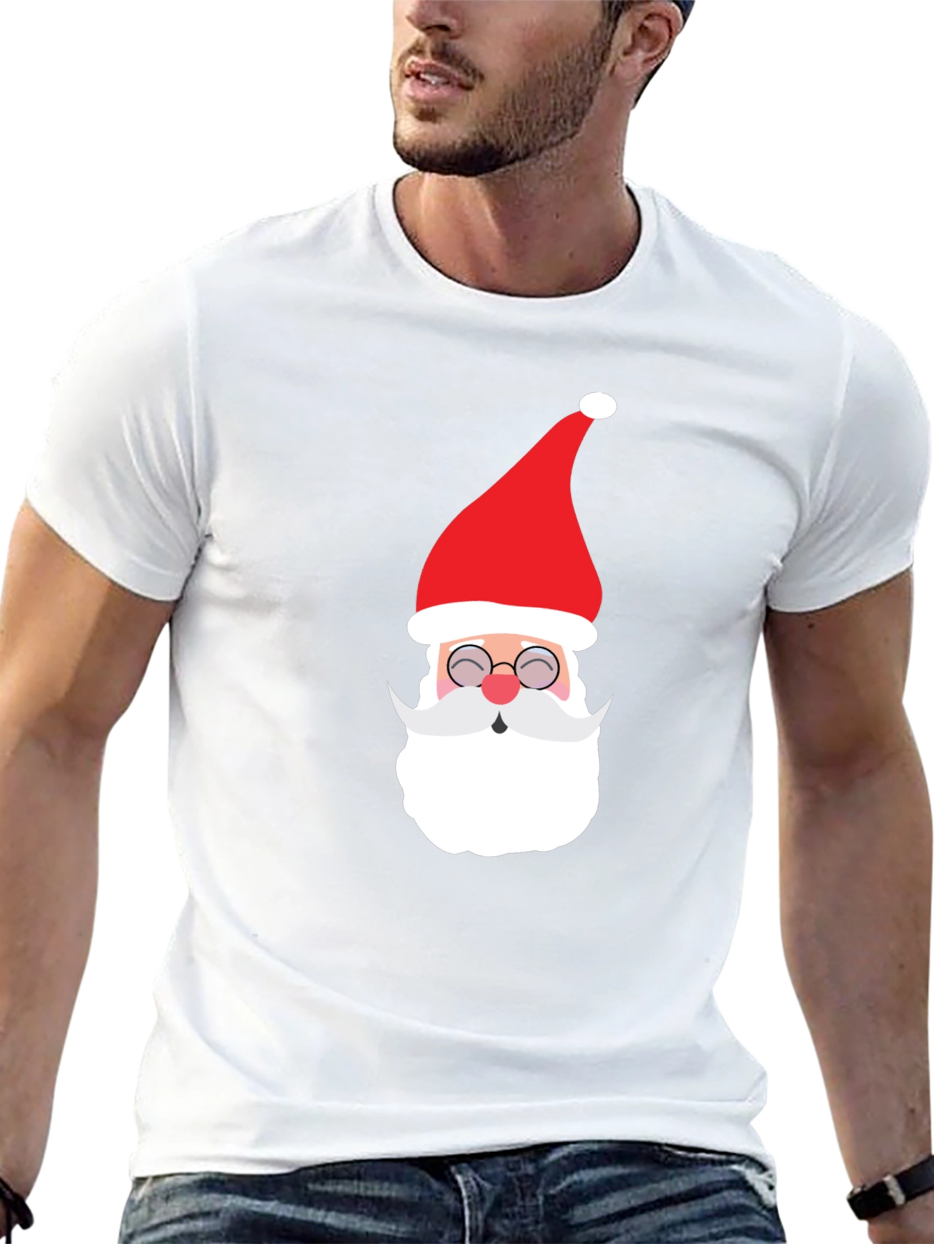 Festive Santa Graphic Tee - Holiday Cheer